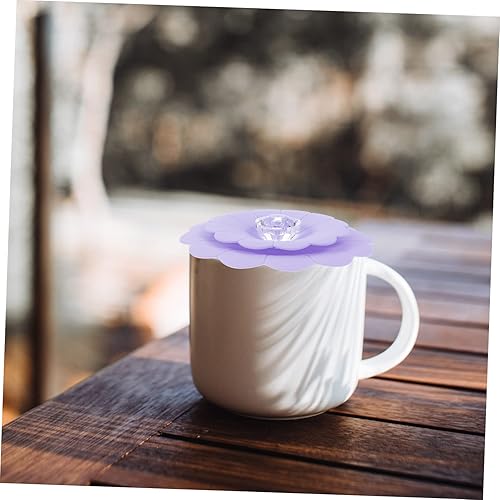 Miniatura 5 de Tofficu Tapa de taza de silicona de dos capas, tapa de copa para bebidas a través de las tapas de la taza, cubierta de sello de taza de flores, tapa