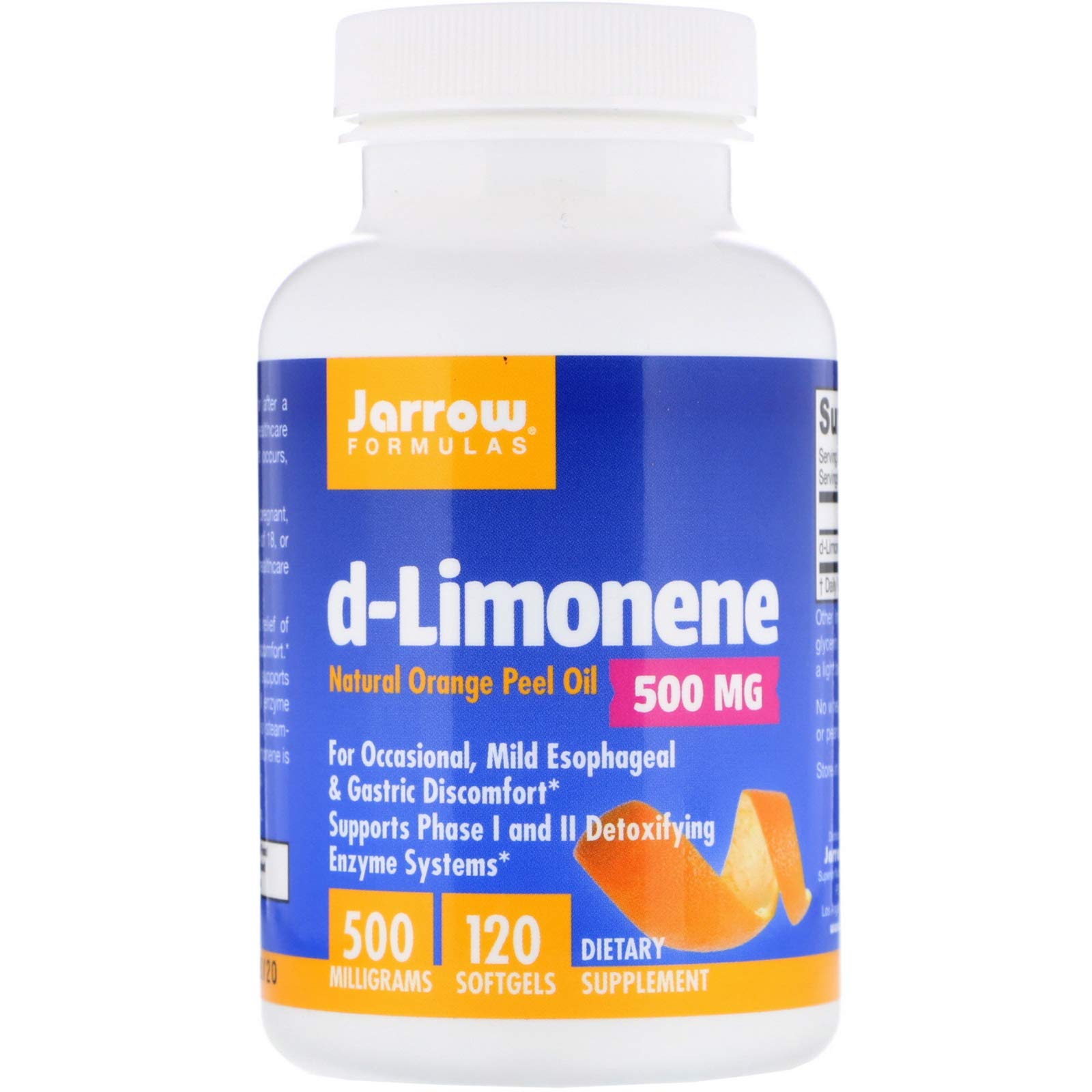 Jarrow Formulas D-Limonene, Promotes Esophogeal Health*, 500 Milligrams, 120 Softgels