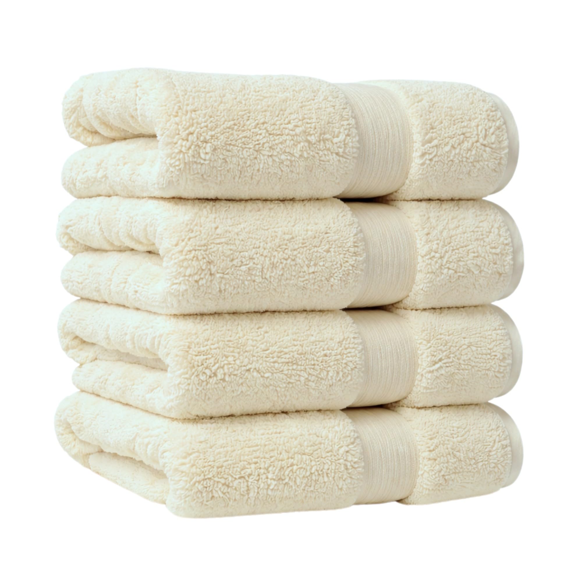 ATEN Homeware Egyptian Cotton Bath Towel Set - 4 Piece Hand Towels Set with 4 Large Hand Towels - 40 x 70 cm - Ultra Soft & Highly Absorbent, OEKO-TEX Certified, Made in Egypt (Cream)