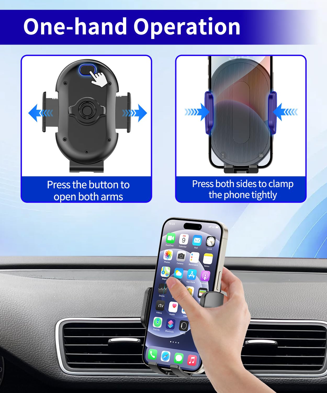 Soporte para teléfono de coche para Volkswagen 2009-2017 CC / 2006-2010 Passat Auto Accesorios, colocación y selección con una sola mano, rotación de 360°, manos libres, para teléfonos de