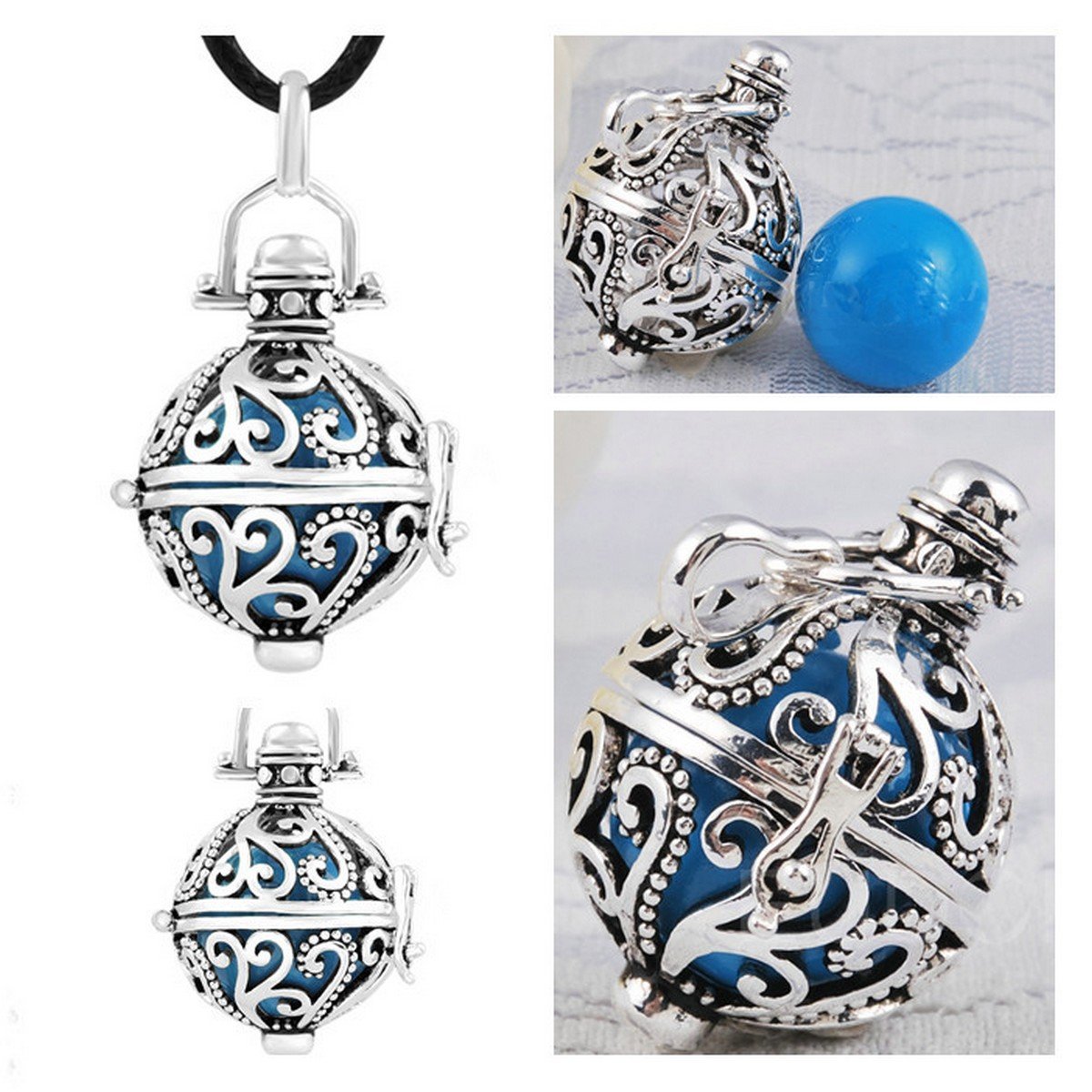 Pendentif Bijou Argent Grossesse Bola Arabesque Bleu. Livraison avec suivi.