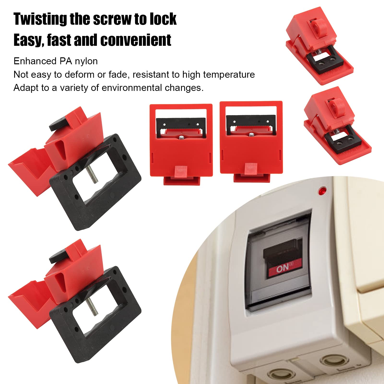 Nutriess 6PCS Clamp On Circuit Breaker Tagout Device CB07 CB08 CB09 Heat Endurance Reinforced PA Nylon Sturdy Design for Industrial Electrical Systems