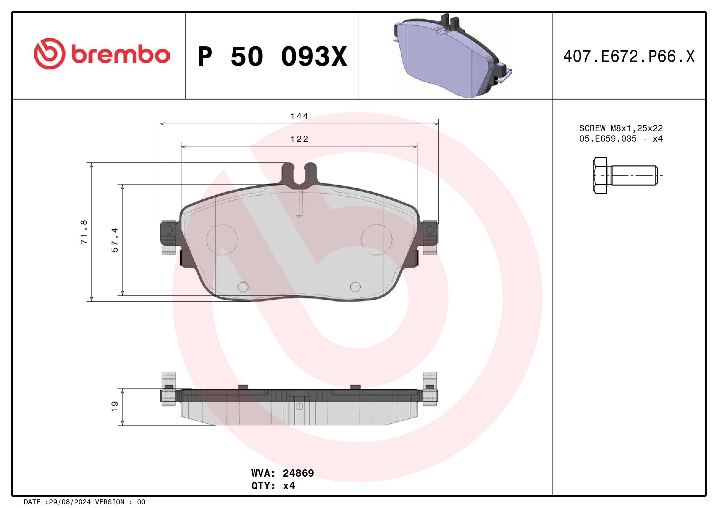 Brembo P 50 093X - Pastilla de freno