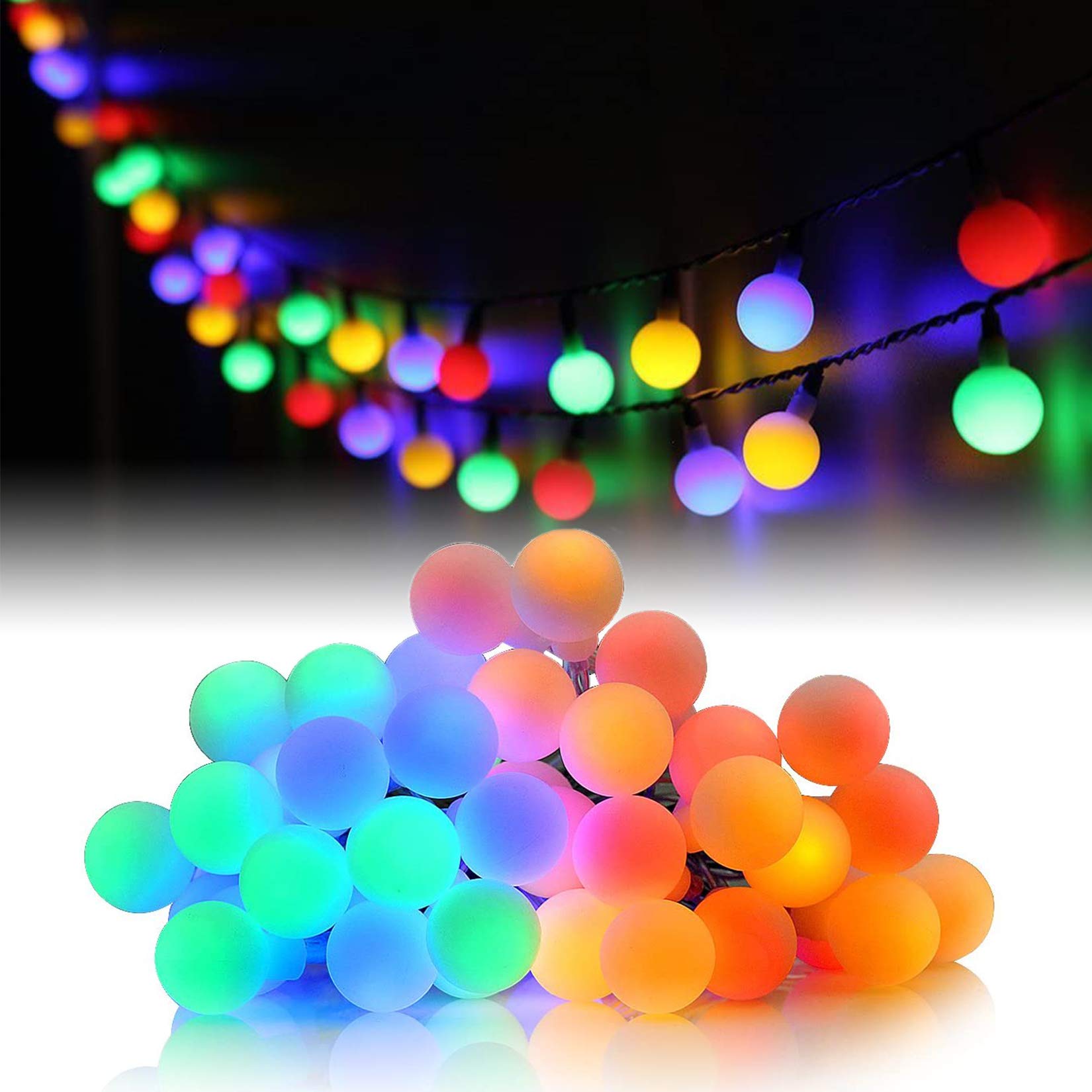 HOTLIKE Guirnalda Luces, Cadena de Luces 5M 50 LED, 2 Modos, Fairy String Light Pilas Luces Decoración para Navidad Interior y Exterior, Habitacion, Jardín, Boda, Fiesta (Multicolor)