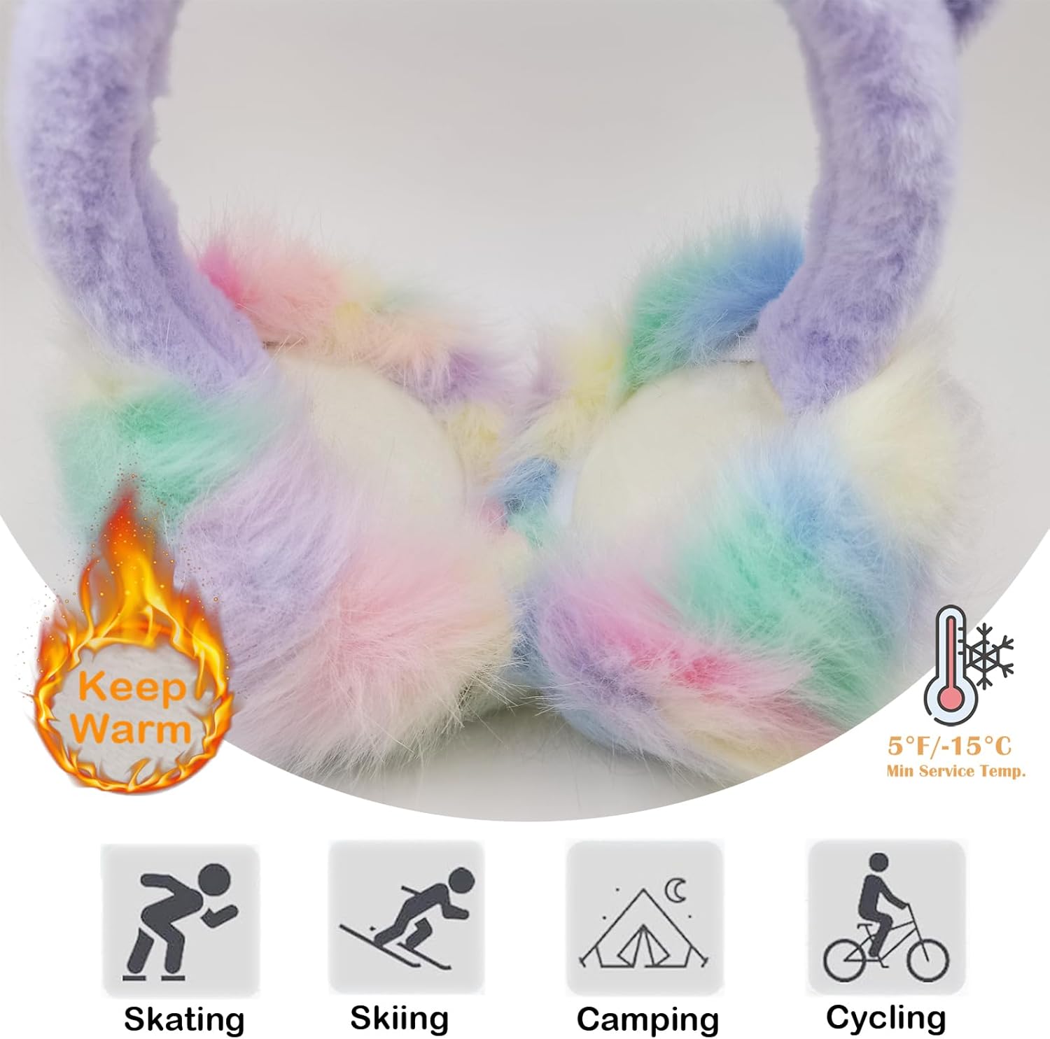Winter Earmuffs for Kids Girl Plush Ear Warmers,Foldable Unicorn Earmuffs for Girls Kids Women Warm Outdoor Ear Covers - Image 3