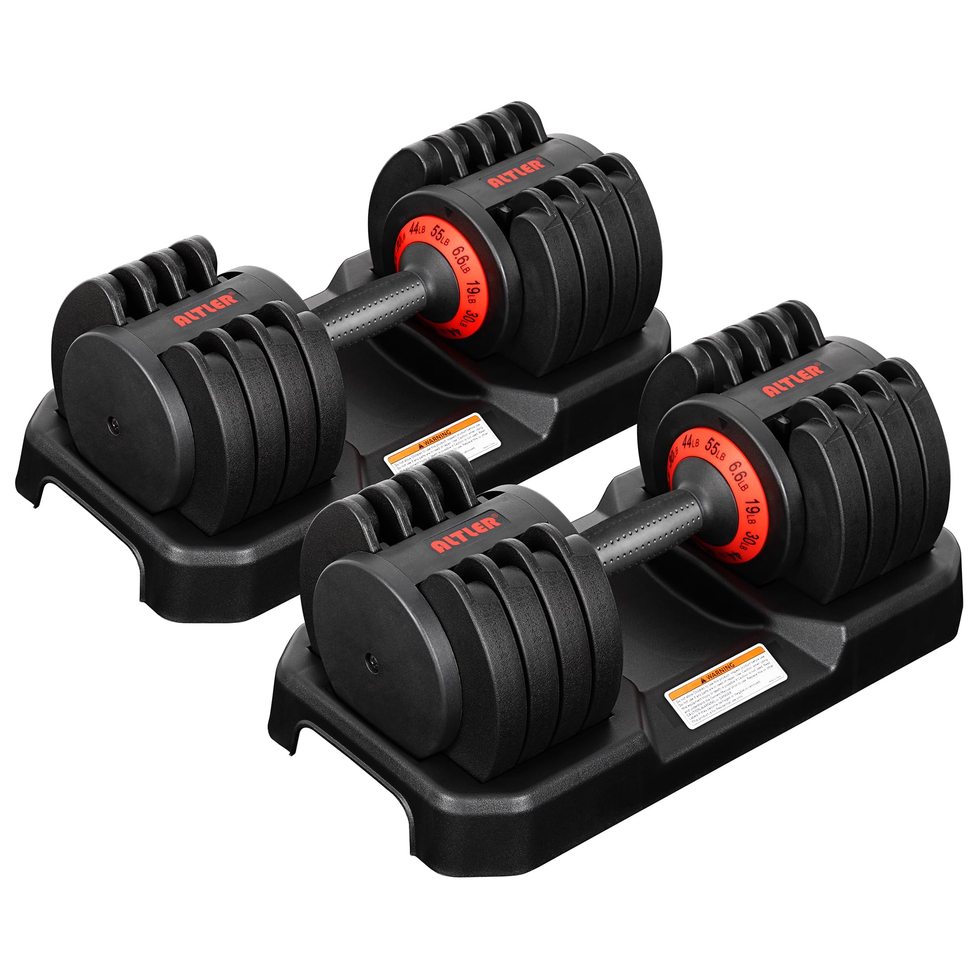 Adjustable 55LB Dumbbell Set With Tray for Workout Strength Training Fitness, Weight Dial With Anti-Slip Handle and Weight Plate for Home Exercise