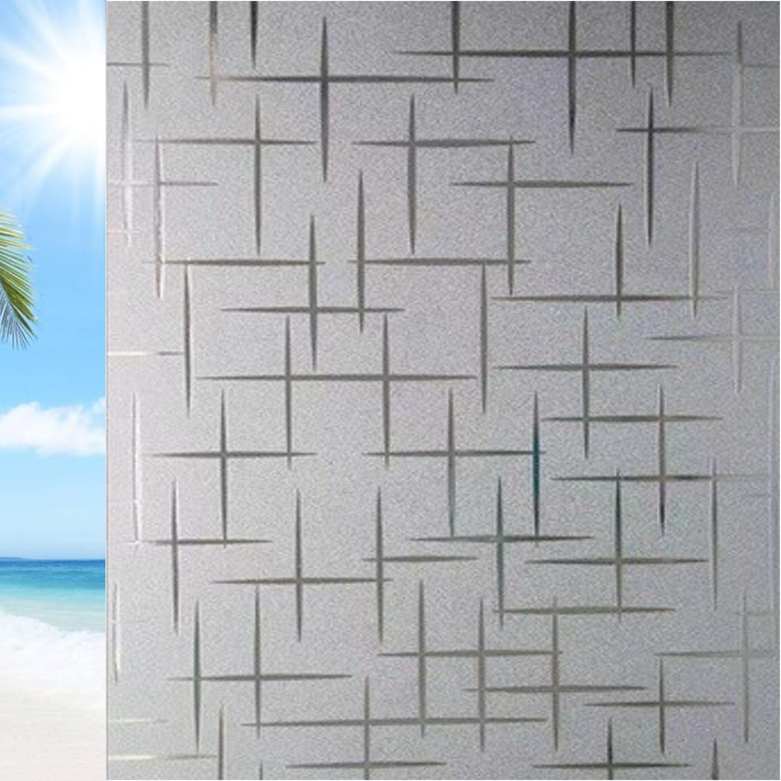 Frosted Privacy Film for Glass Windows 80 x 900 cm(31 x 354inch) Opaque Anti UV Light Blocking Opaque Glass Film Blackout Window Film Privacy for Home, Star