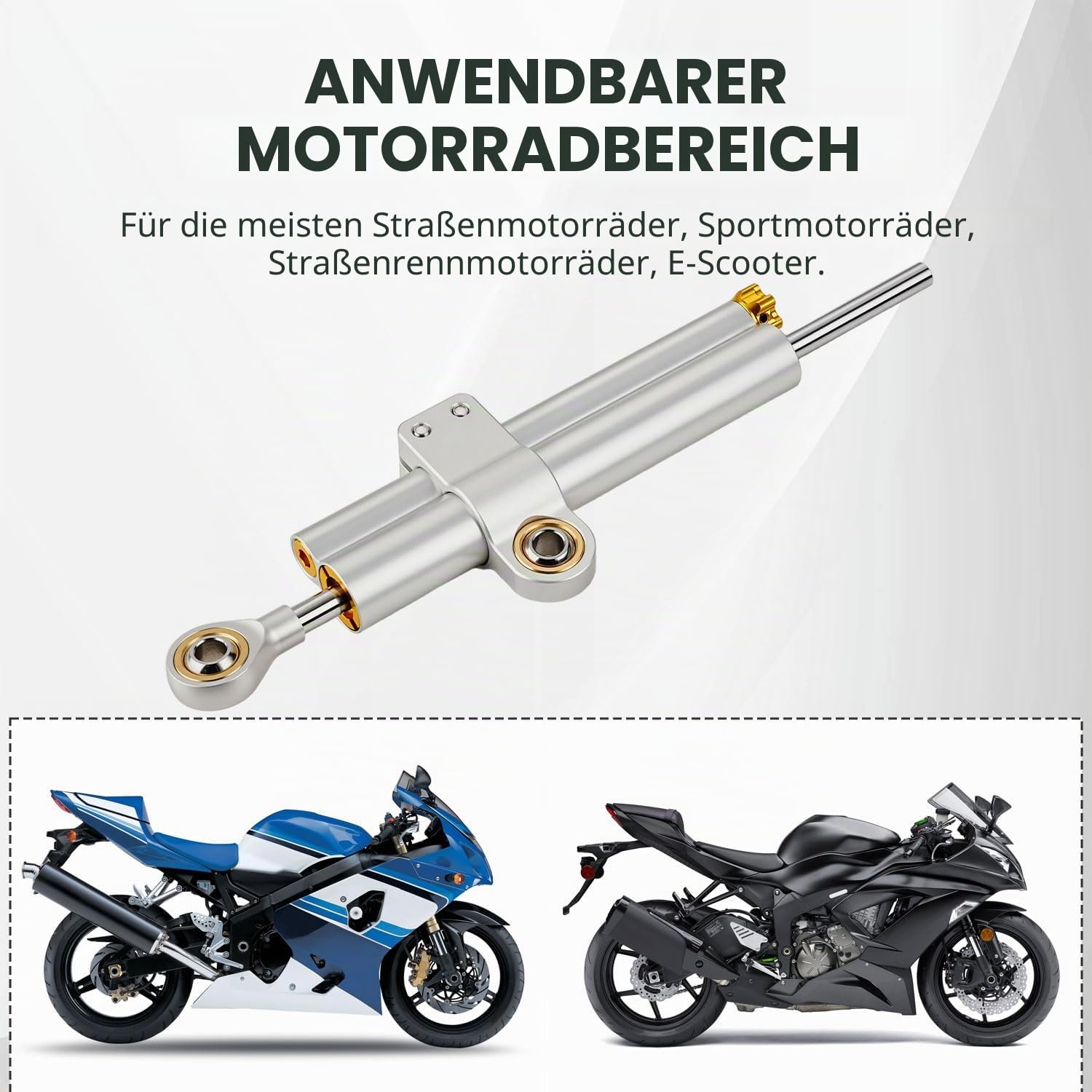 Lenkungsdämpfer Motorrad,CNC Aluminium Motorrad Lenkungsdämpfer Stabilisator Universal Einstellbar für E Scooter Fahrrad MT07 GSXR750 K4 ZX6R TL1000R