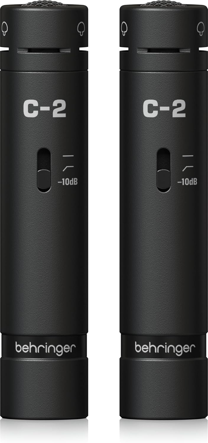 Behringer C-2 Dark Edition Matched Pair Small-Diaphragm Condenser Microphones, Cardioid, 20Hz–20kHz, Stereo Recording with Shock Mounts and Carrying Case