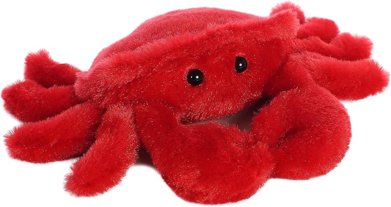 Aurora® Adorable animal de peluche de cangrejo Mini Flopsie™ - Mini compañeros listos para aventuras divertidas - para niños de todas las edades, niños pequeños, adultos y familias - Rojo 8 pulgadas
