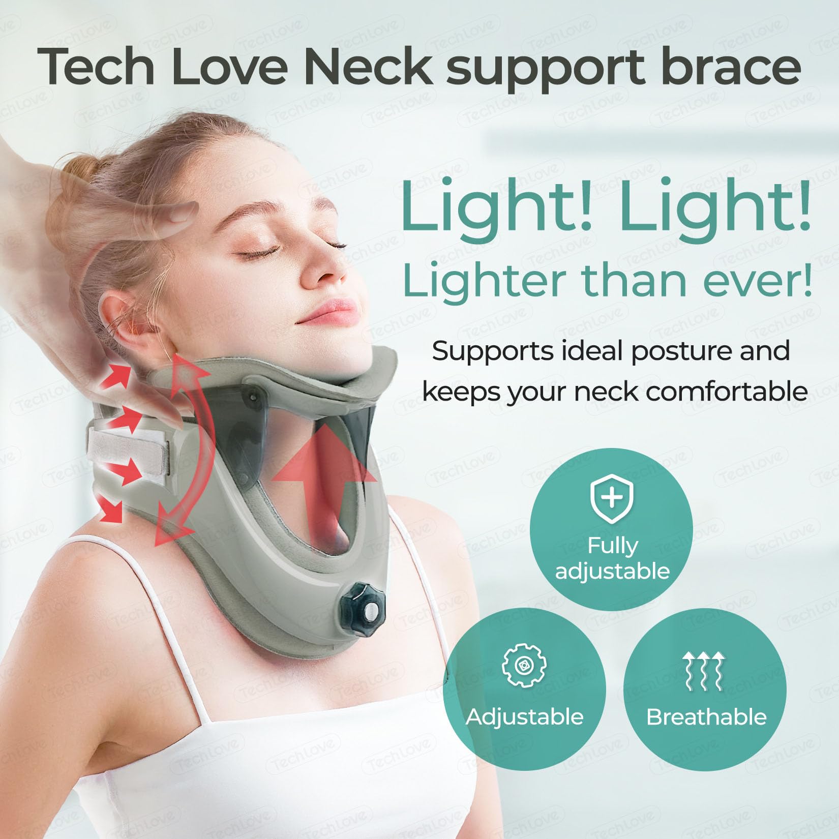 Collar de tracción cervical inflable inalámbrico para cuidado pre/postoperatorio, soporte ajustable y cómodo para alineación y alivio del cuello