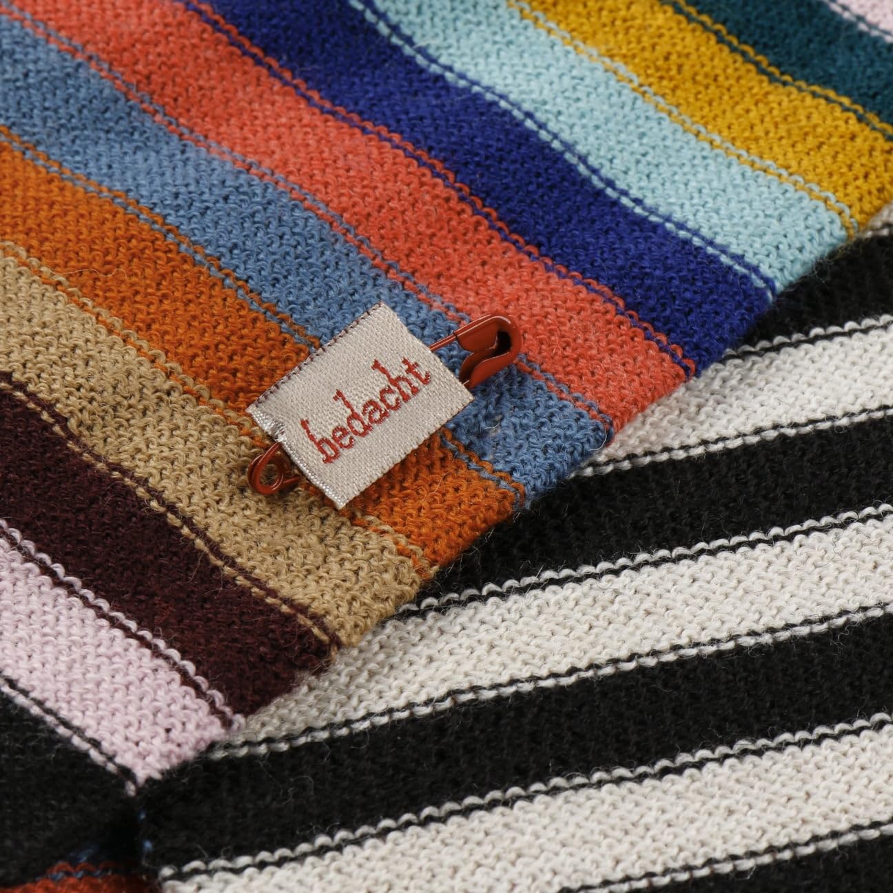 Colour Stripes Wollschal Schal Strickschal Streifenschal Damen - Made in Italy Winter Herbst-Winter
