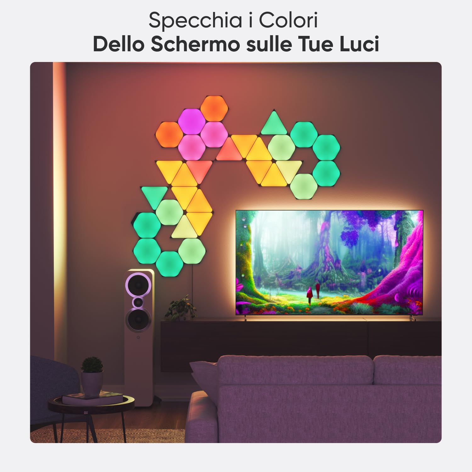Nanoleaf Shapes Ultra Black Hexagon Starter Kit, 9 Esagoni Luminosi LED RGBW Smart - Applique da Parete Interno Modulari, Luci Led 16M Colori WiFi, Funziona con Alexa, Sincronia Musica e Monitor