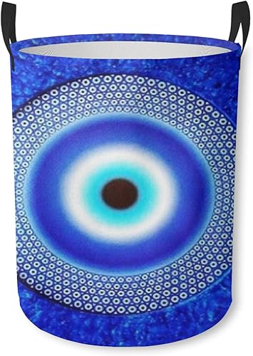 Cesta de lavandería azul turco de mal de ojo, cesta de almacenamiento plegable para baño, habitación, decoración del hogar