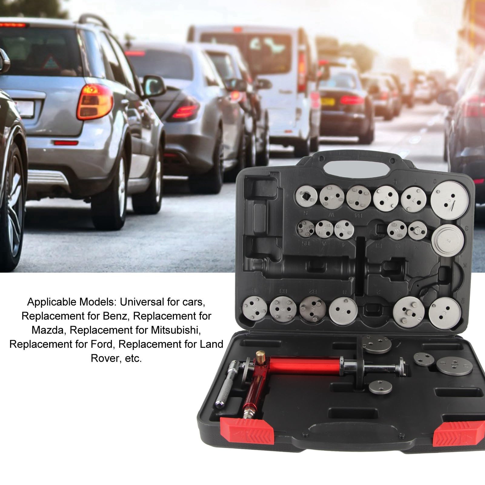aqxreight Kit de Herramientas de Retroceso de Pistón de Freno de Acero 45 Juego de Rebobinado de Pinza Neumática Universal para un Mantenimiento Eficiente de los Frenos en Automóviles, SUV y Más