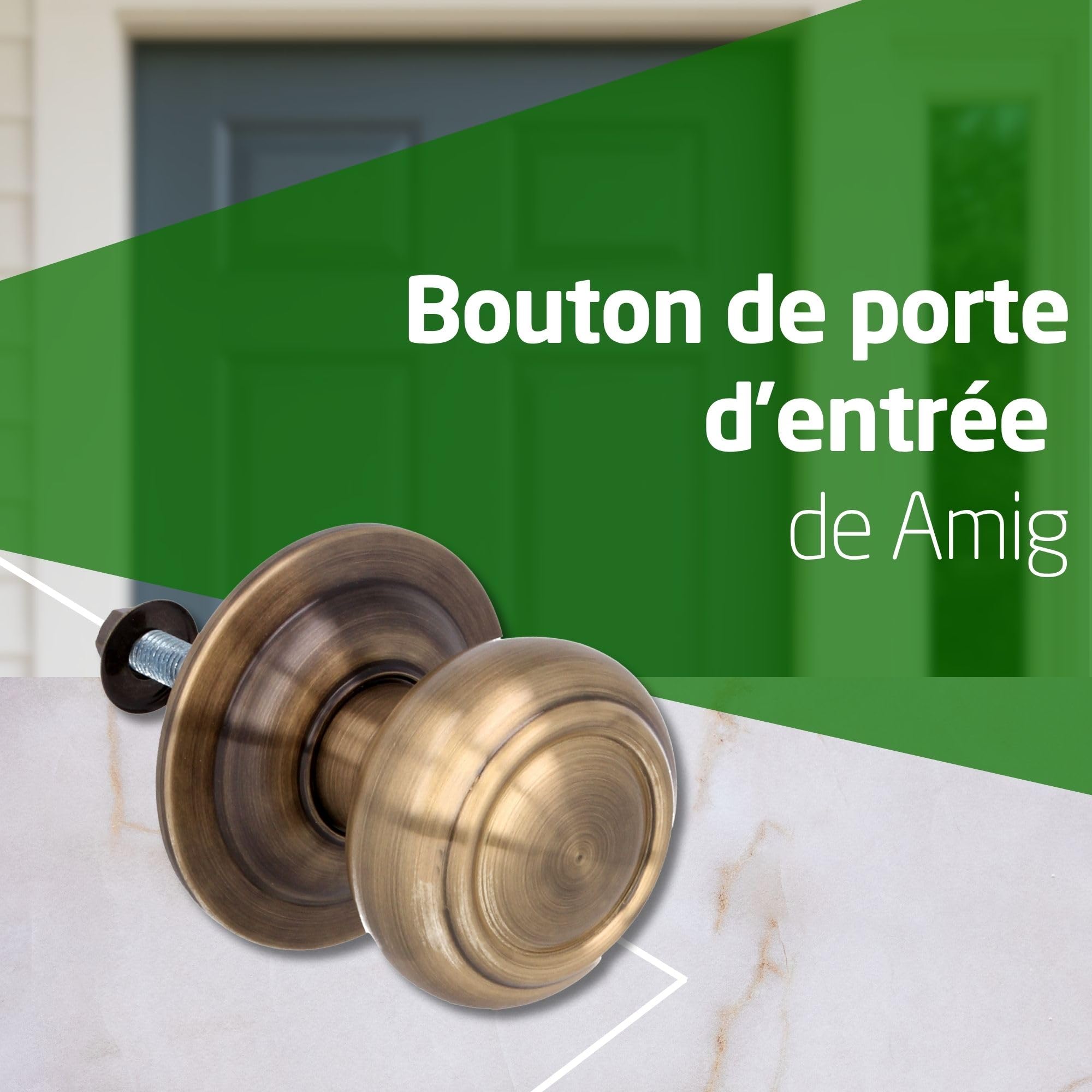 Amig - Bouton Rond pour Porte d’Entrée - Ø70 mm - Prise Confortable et Sécurisée - Couleur Cuir - Laiton - Fixation Incluse