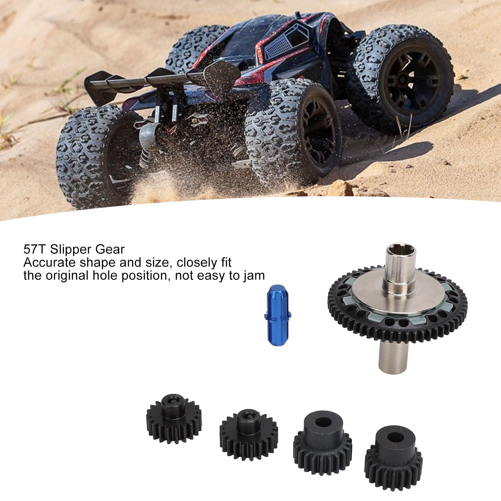 Set di ingranaggi scorrevoli 57T 0.8mod per auto RC, acciaio temprato con ingranaggi motore 20T e 21T, per /10/8 4S rosso (#3)