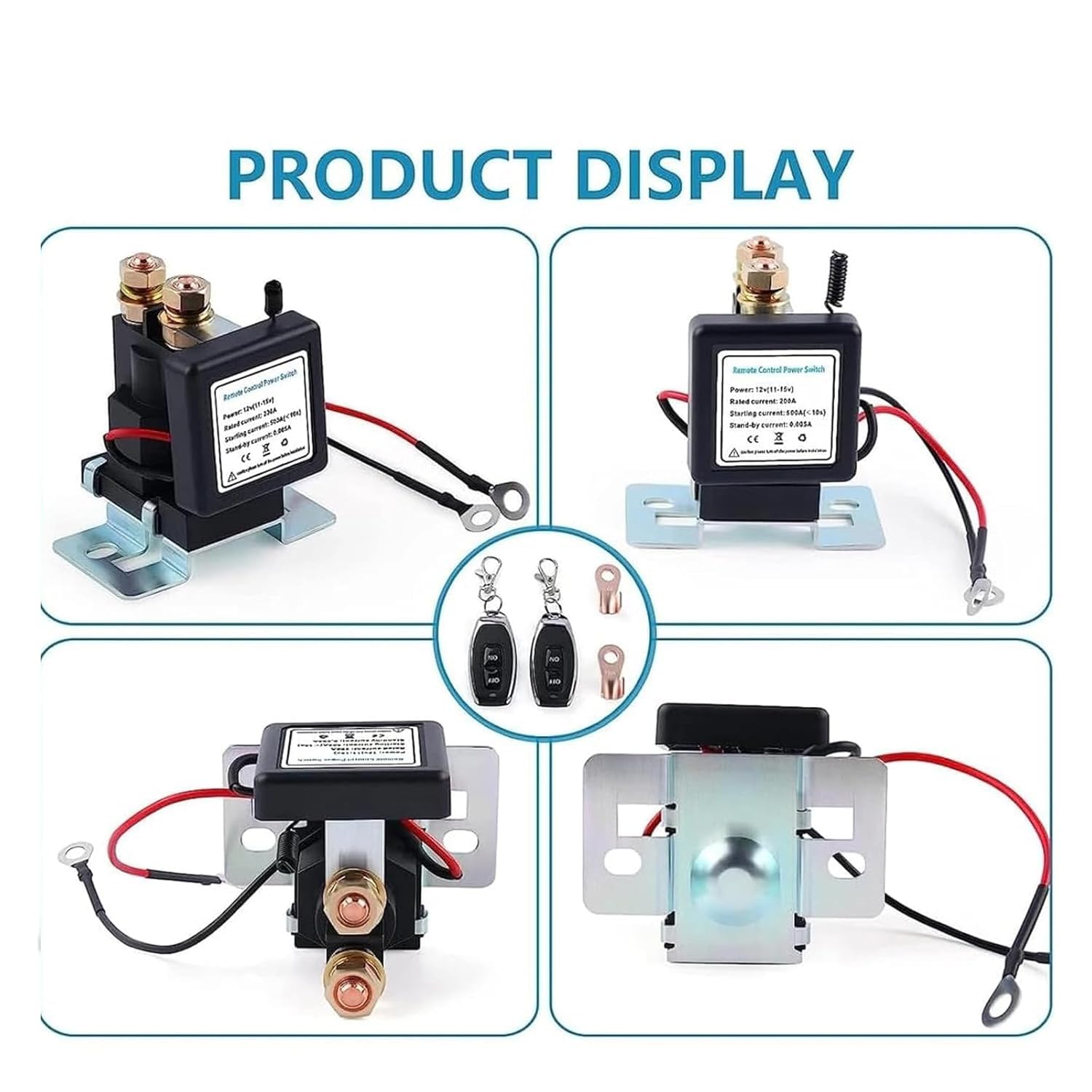 Relé de Batería Inalámbrico Remoto - Arranque a 30m, Interruptor Antirrobo, Instalación DIY Fácil para Coches, Autocaravanas 12V/24V (2Set 12V)