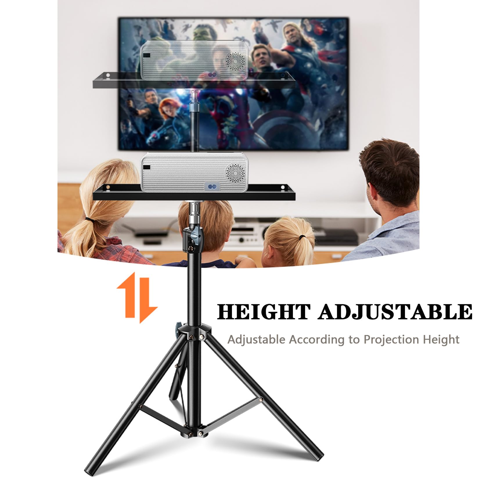Supporto Per Proiettore,Altezza Regolabile Telescopica Fino a 210cm Per l'Ufficio Del Teatro Domestico,Stabile e Portante Con la Borsa di Immagazzinaggio (39-120cm)