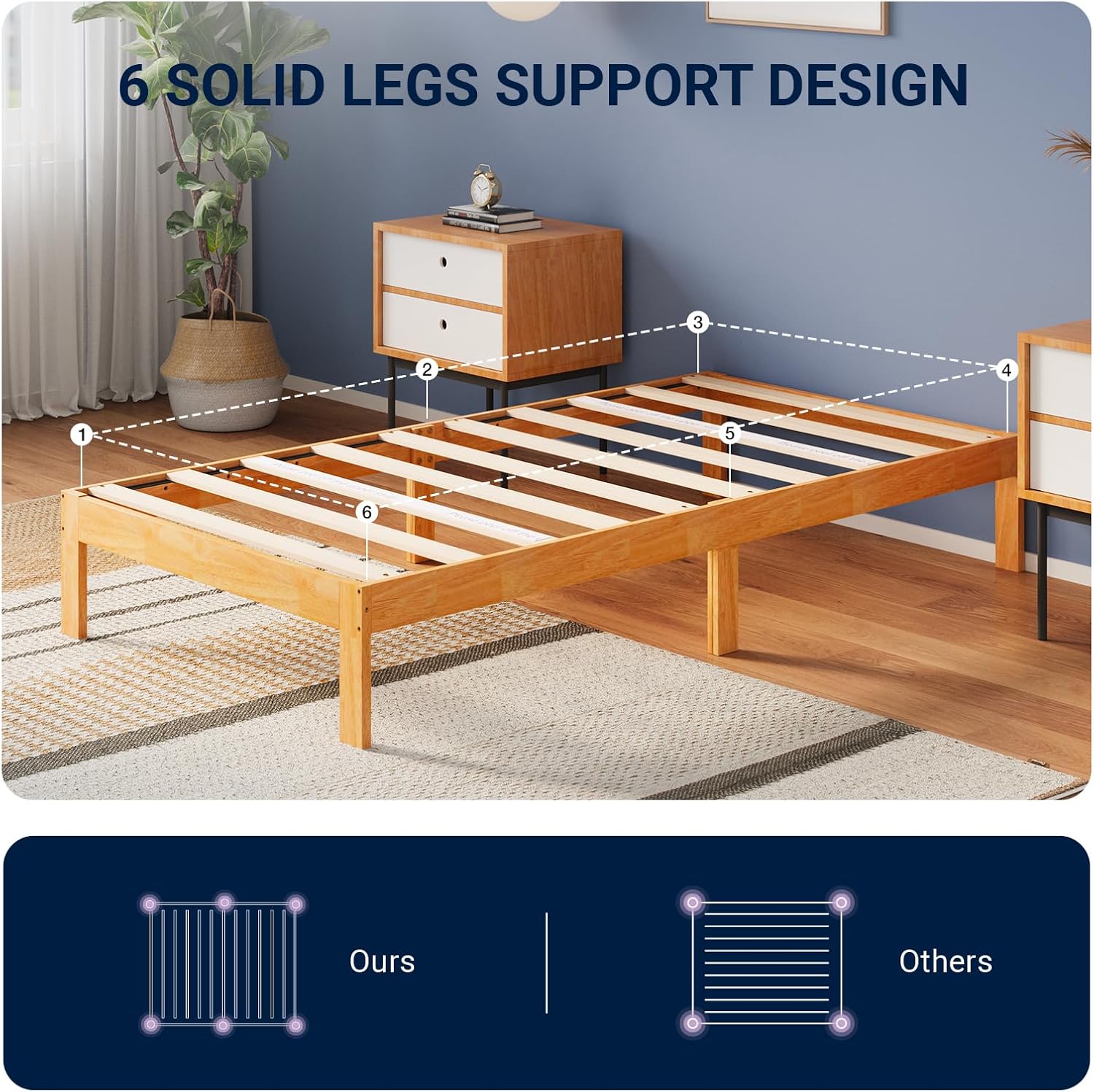 Avenco Solid Wood Platform Bed Frame, 12 Inch Bed Frame Twin Size, Sturdy Wood Slat Support, No Box Spring Needed, Easy Assembly