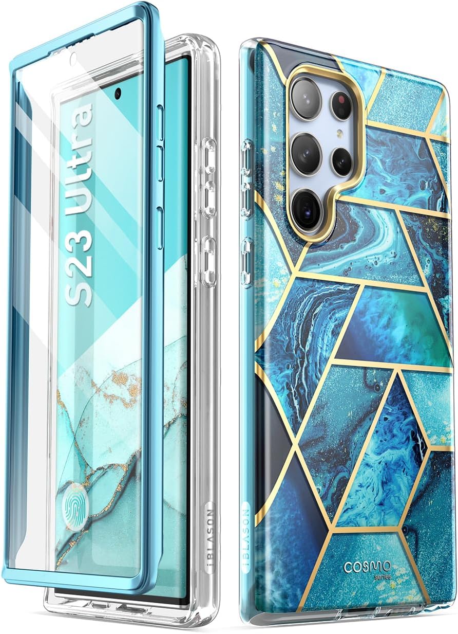 i-Blason for Samsung Galaxy S23 Ultra Case with Built-in Screen Protector, [Magnetic Charging] [Support Fingerprint ID], Full-Body Slim Women Girl Phone Case for Samsung Galaxy S23 Ultra 6.8", Heart