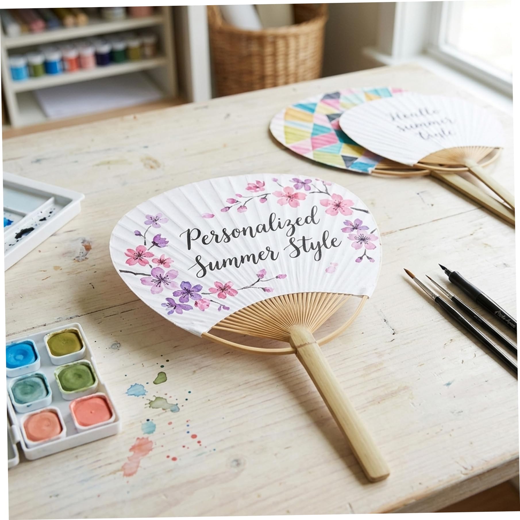 White Hand Fan - 10 Pack Elegant Paper Fan with Bamboo Handle Perfect for Wedding Favors Party Decorations and Cooling