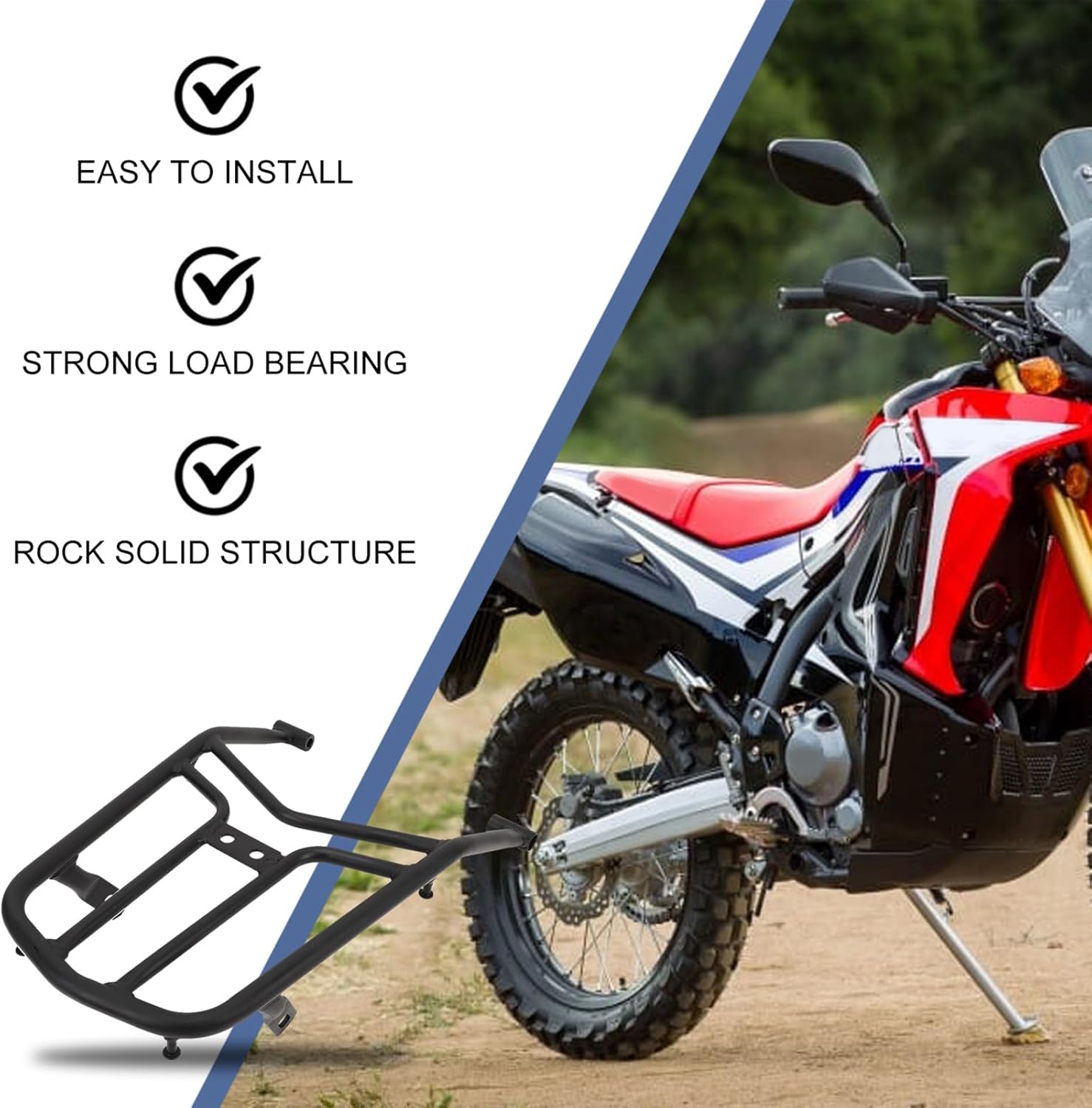 Motorcycle Rear Rack for CRF250L CRF250M CRF250, Motorcycle Luggage Rack, Powersports Luggage Racks, Rustproof and Easy Installation