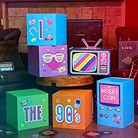 Vista 6 de Amyhill 6 Pcs Large 90s Party Decorations Hip Hop Favor Set Paper Party Boxes Novelty Disco Theme Decoration for Retro 1980s 1990s Theme Birthday