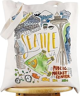 G2TUP Seattle Travel Tote Bag - Landmarks Souvenir Gift Shoulder Bag