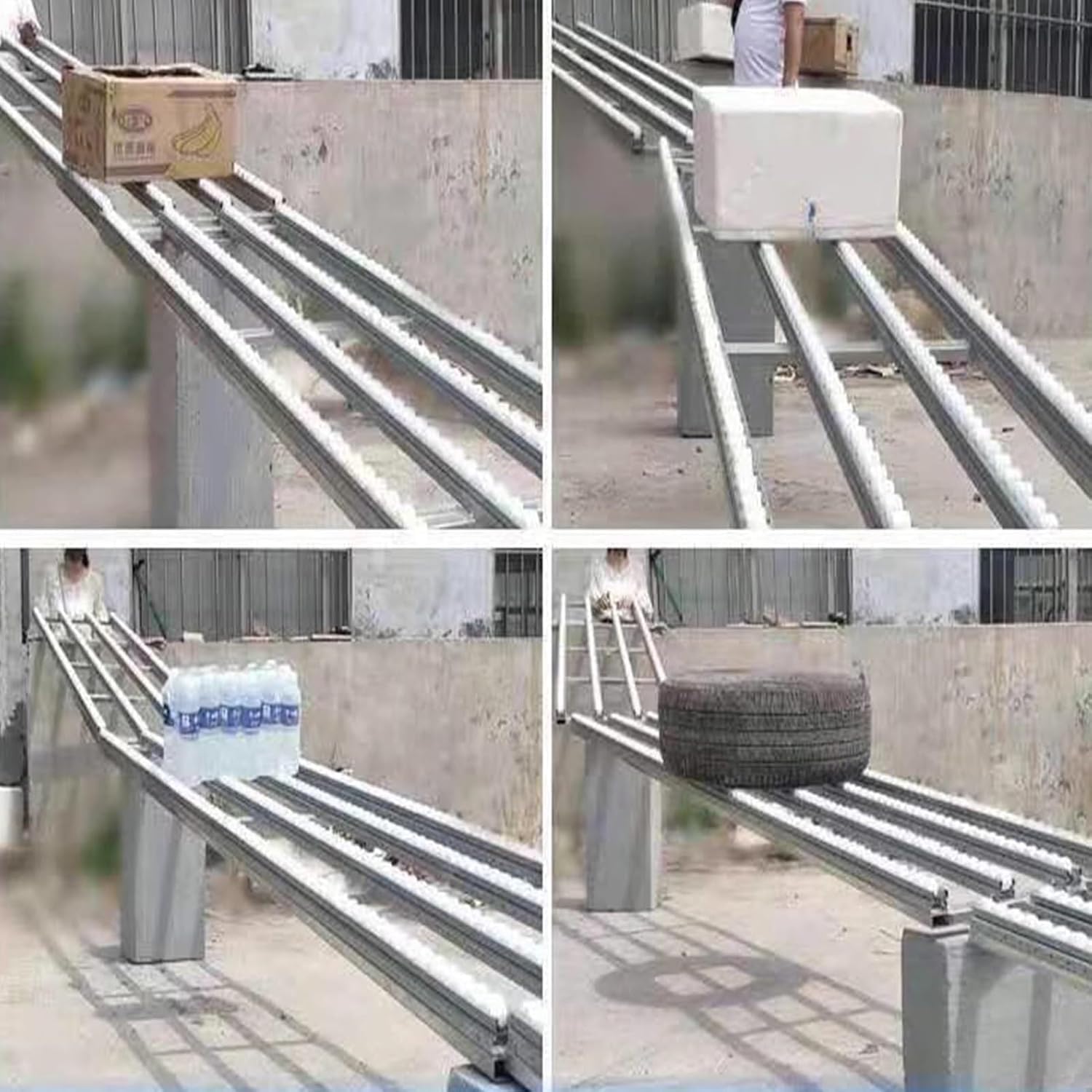 Trasportatore pieghevole non alimentato con metallo e rulli in plastica Sistema leggero per la movimentazione delle merci del magazzino 40x250cm Solut