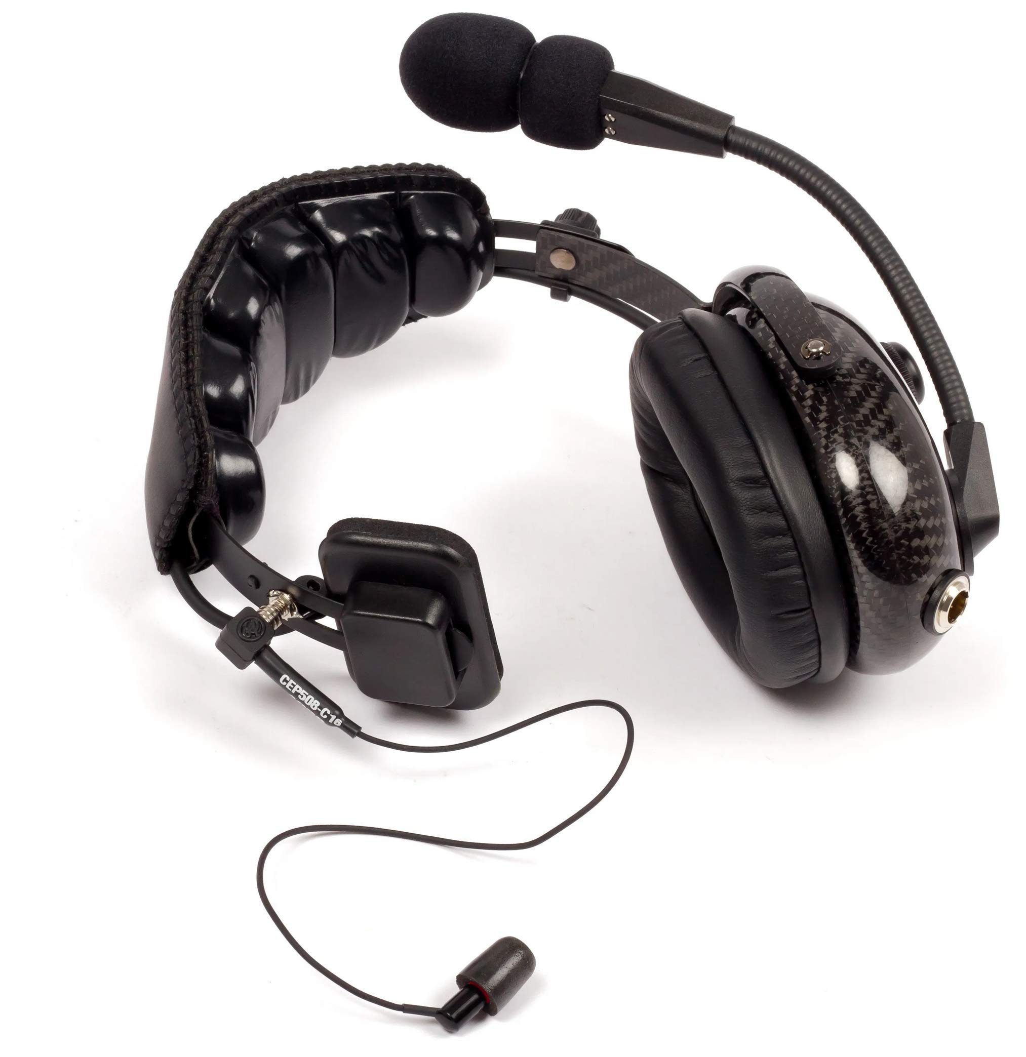 DALCOMM TECH Carbon Fiber J2-Dual Pro Video Headset for Camera Operators - Compatible with RTS, Clear-Com, Riedel, HME, Telex, Studio Technology- w/Accessories. for Handheld and Mounted Cameras