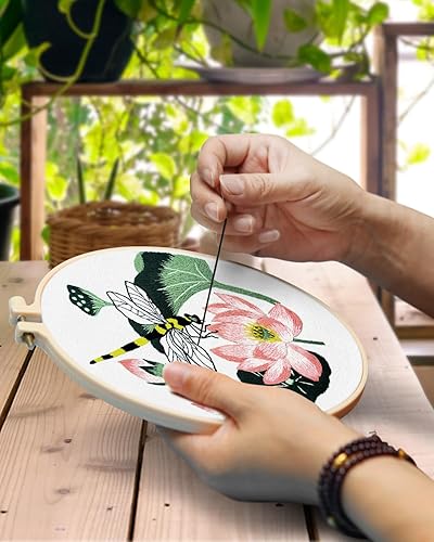 Miniatura 4 de TINDTOP Kit de bordado para principiantes adultos, kit de bordado de mariposa para principiantes, incluye aros de tela para bordar, hilos para