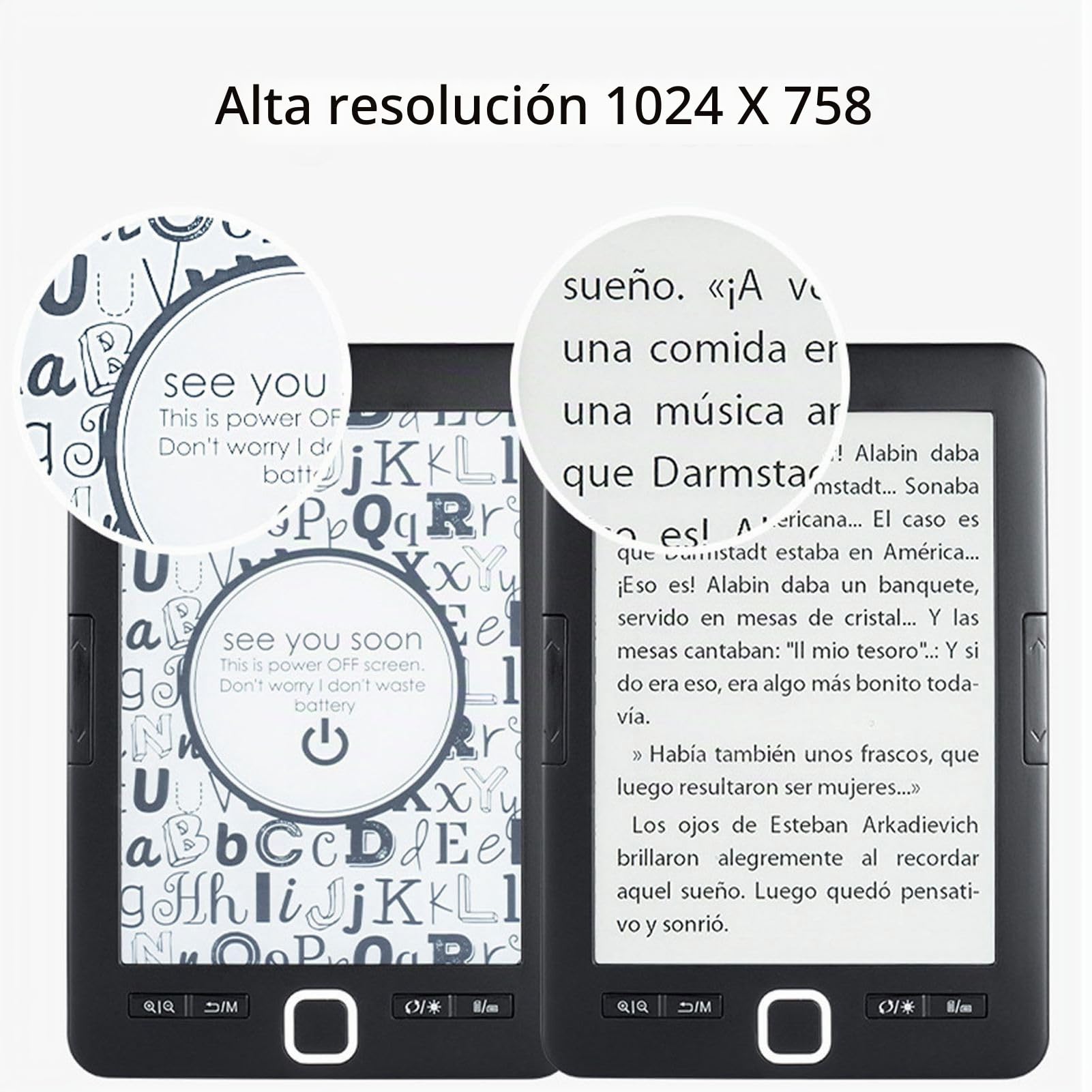 Lector de Libros Electrónicos 8G, Lector Electrónico de Pantalla de Tinta con Protección Ocular de 6 Pulgadas, Dispositivos de Lectura Electrónicos Portátiles de Múltiples