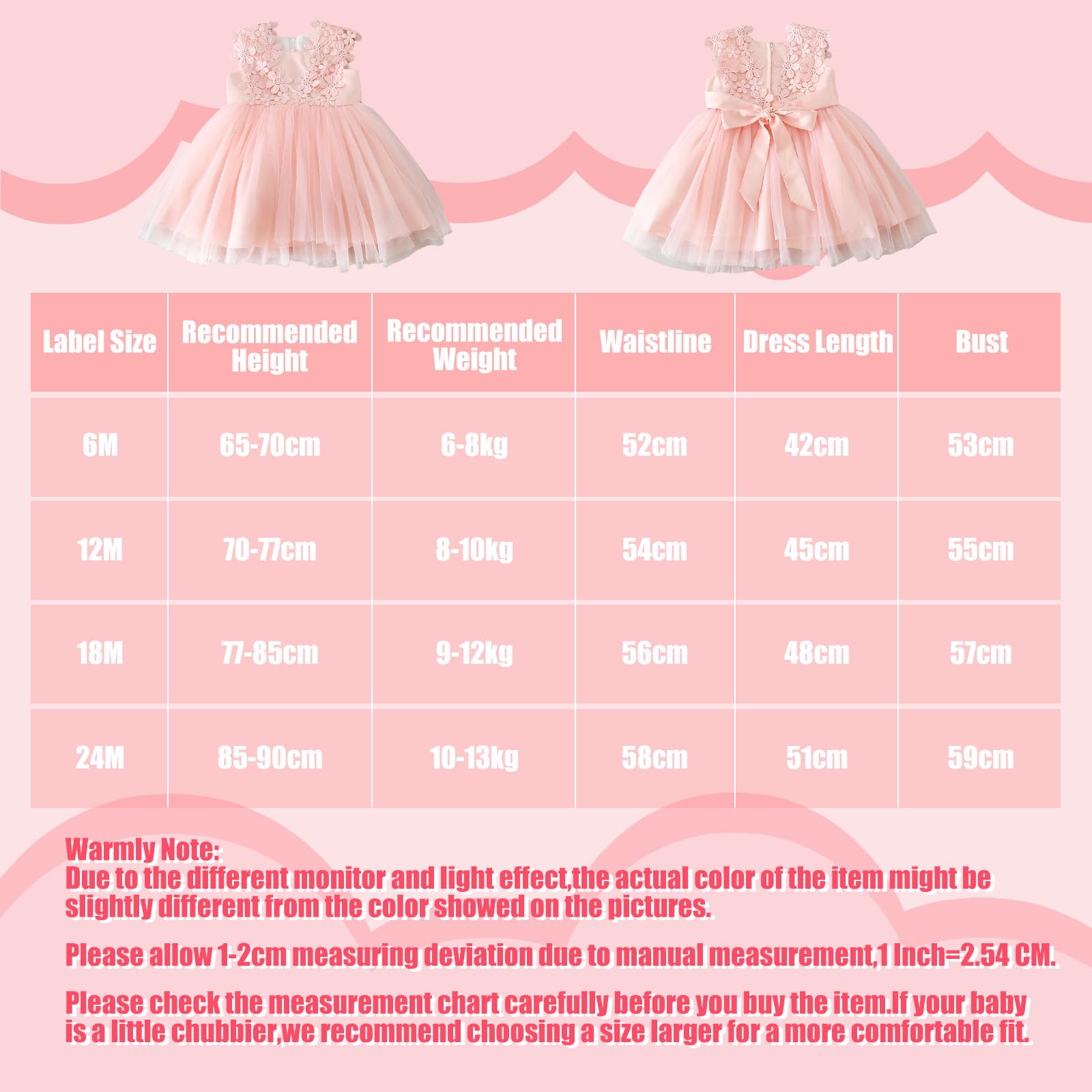 Abito Bimba Battesimo con Tulle Sfumato Arcobaleno,Abito da Festa Principessa Senza Maniche con Fiori e Pizzo,Vestito Elegante per Bambina 6-24 Mesi,Regalo per Cerimonie