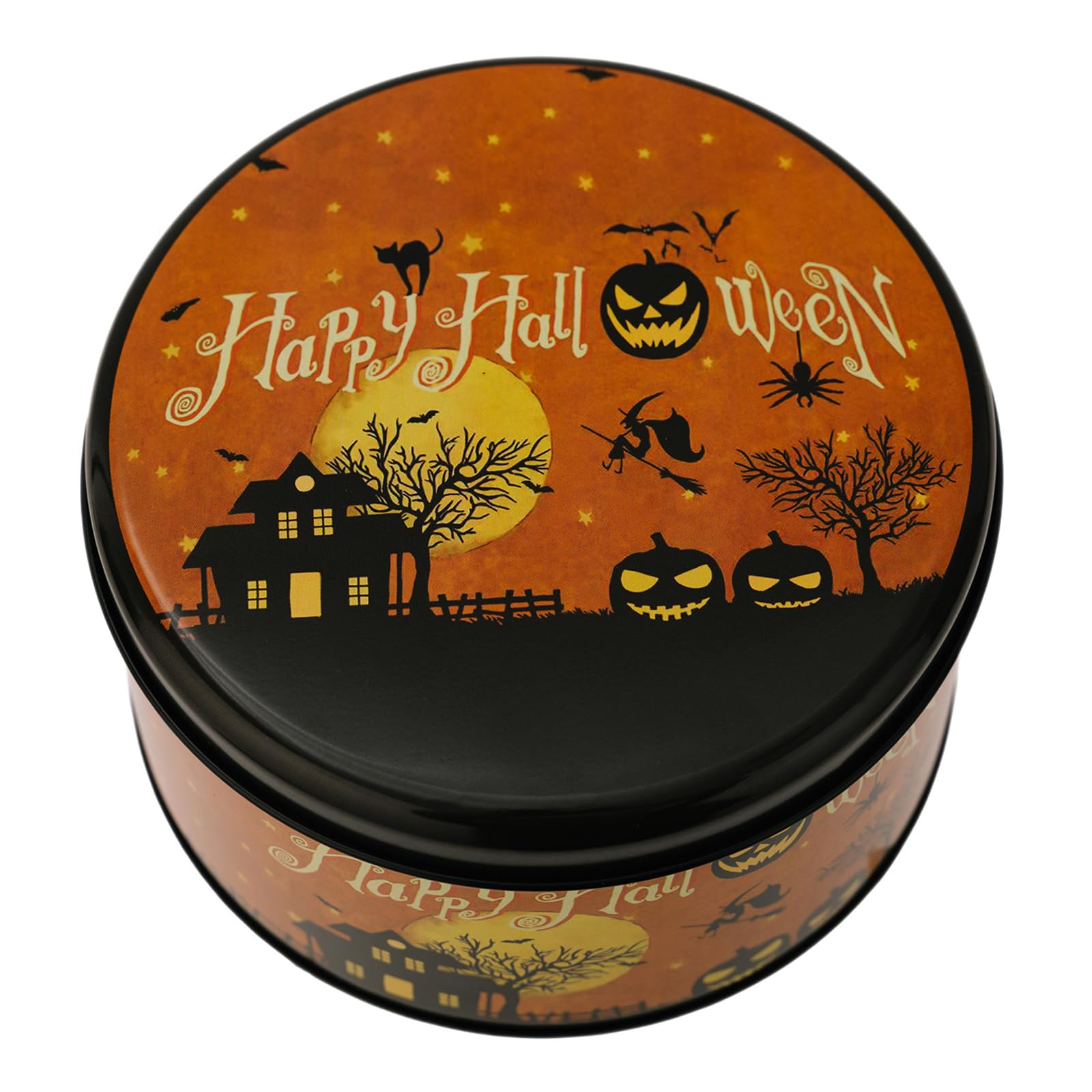 Zxfdsfdbnm Retro Styles Halloween Themed Round Tin Case for Candy Storage and Gifts Packaging Portable Candy Holder Tin
