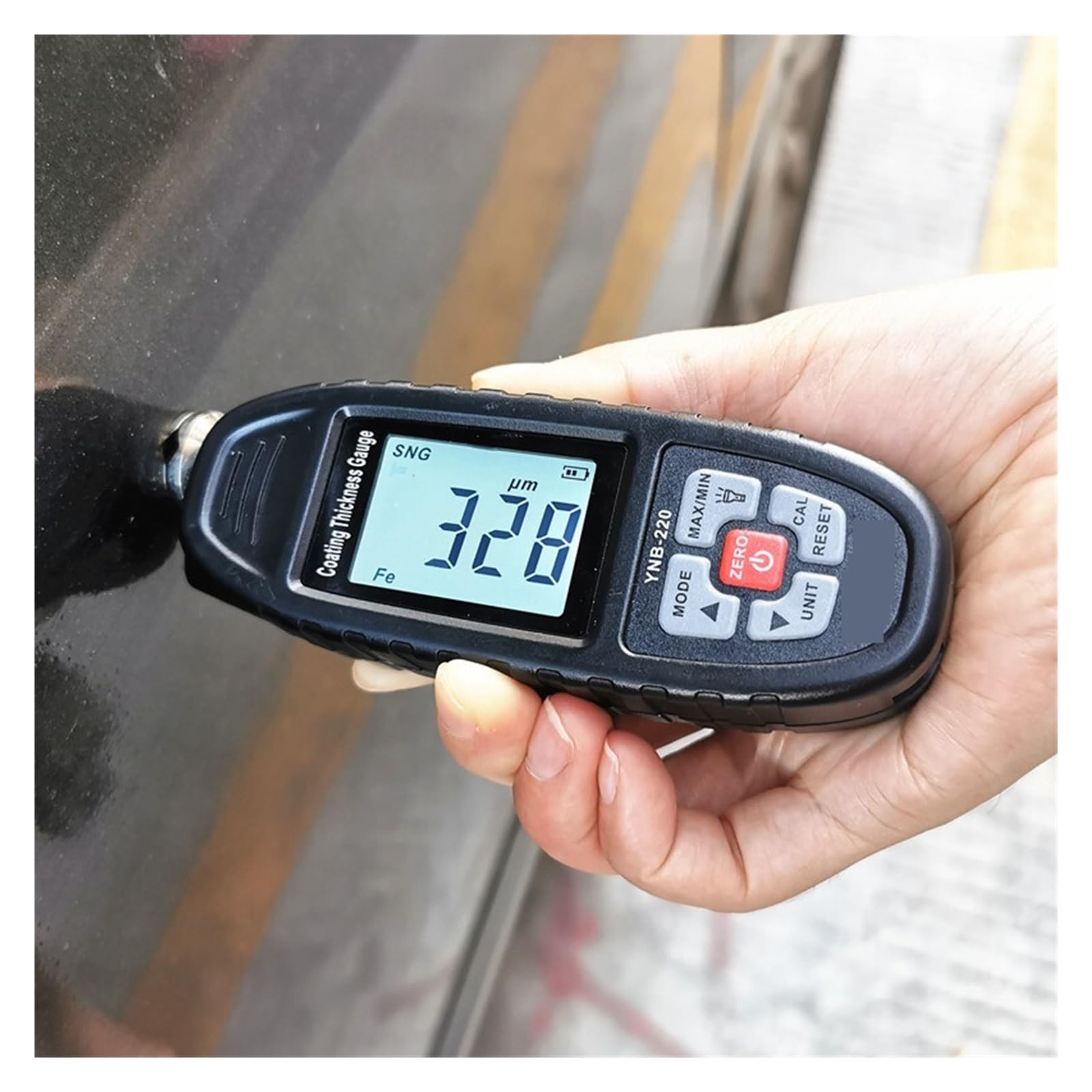 Medidor de espesor, YNB-220 nuevo medidor de espesor de pintura de coche medidor de espesor de recubrimiento de película probador de espesor con linterna LED