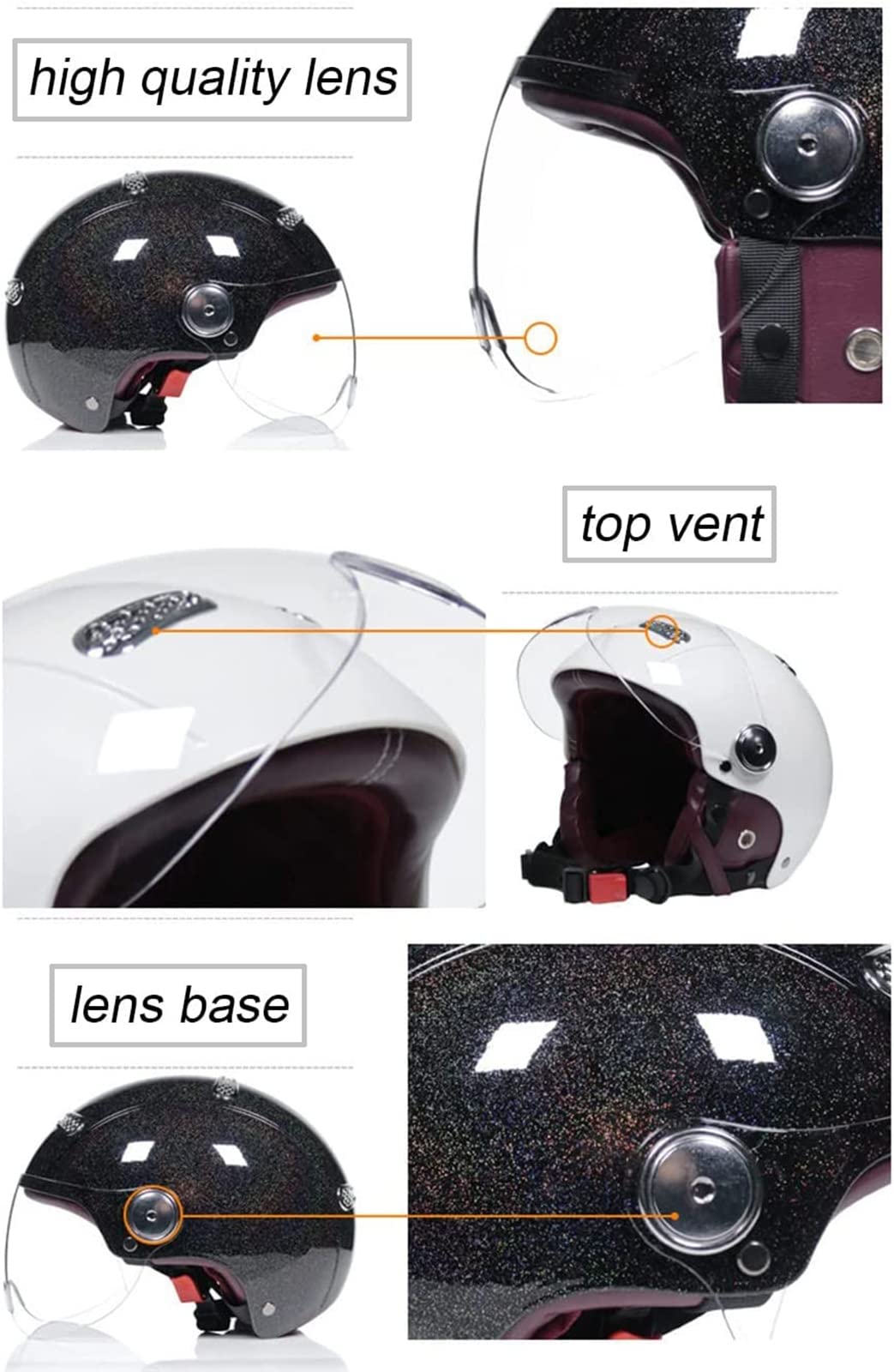 Caschi Jet Moto,Bluetooth Casco Mezzo Moto con Visiera Parasole