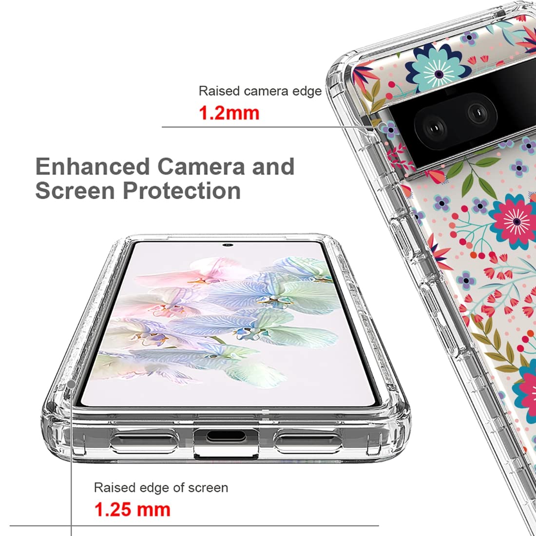 Case Yard IPhone-12/12-Pro Case Clear Soft & Flexible TPU Ultra Low Profile Slim Fit Thin Shockproof Transparent Bumper Protective Cover Drop Protective Cell Phone Cases (Hawaii Bouquet - View #5