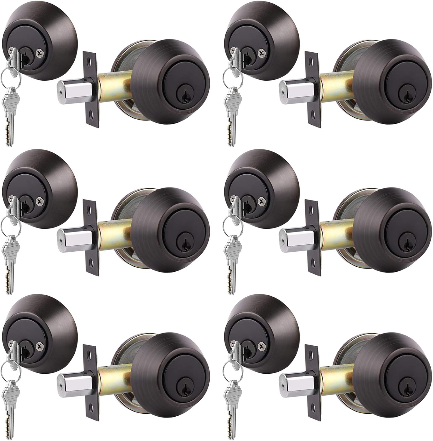 Gobrico 6 Keyed Alike Double Cylinder Deadbolt Lock with Same Key Oil