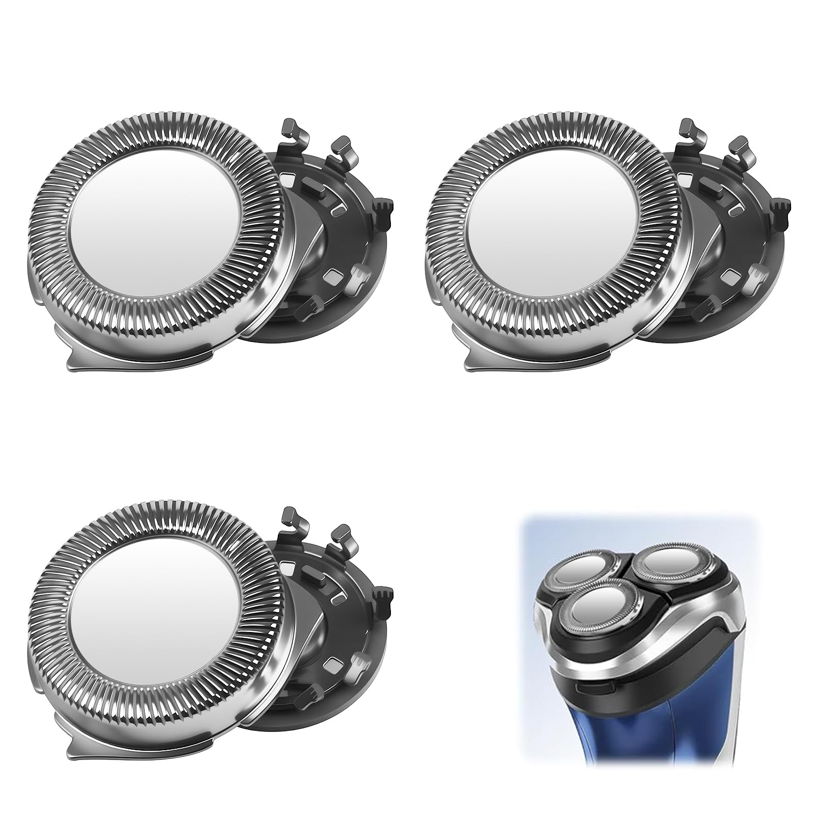 3 Unidades Sh30/Sh50 Cabezales de Recambio Compatible con Philips, Cabezal de Afeitado Repuesto Sistema Rotación Doble Hoja 360° en Seco Y Húmedo para Philips 5000 3000 2000 1000 Star Wars Aquatouch