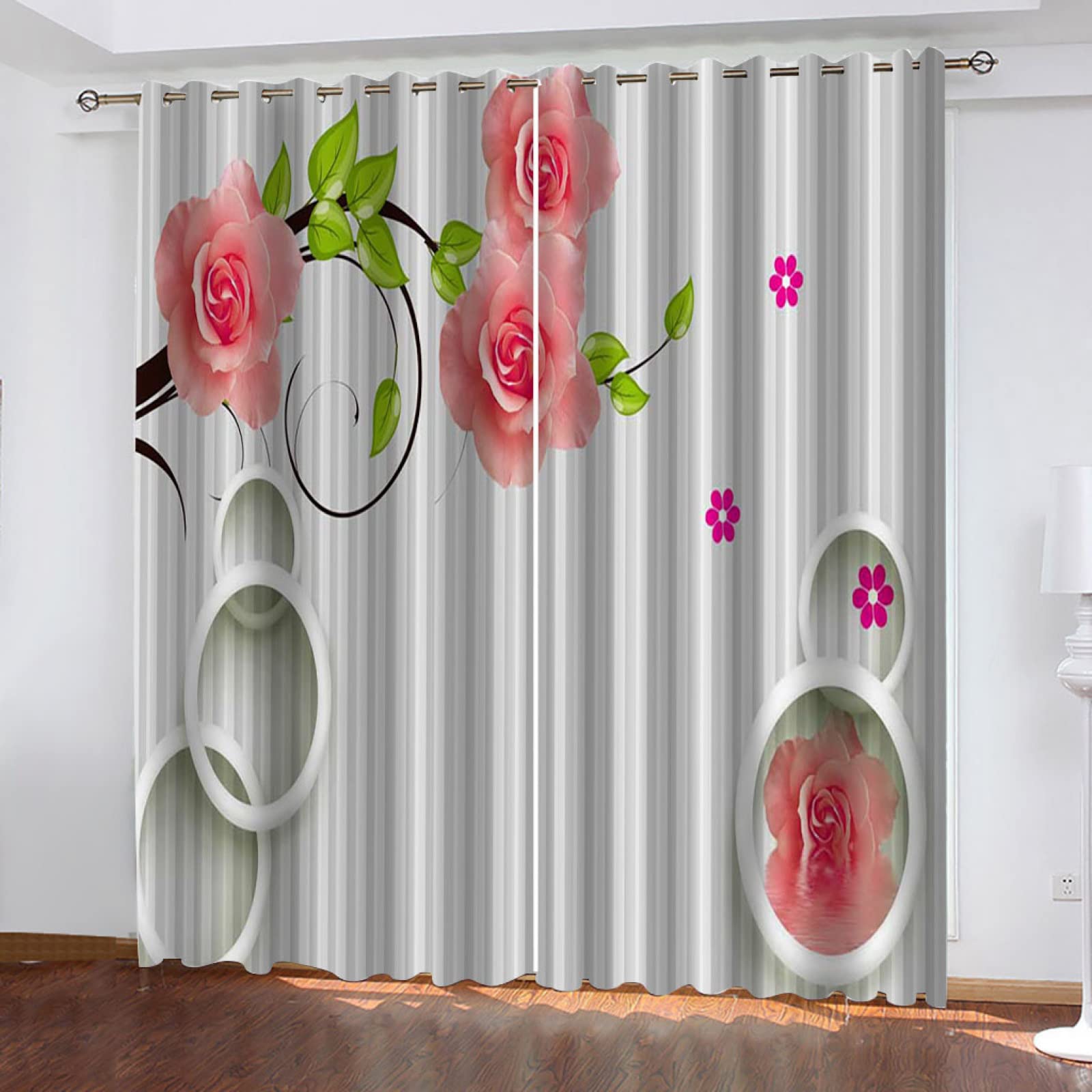 Vorhang Blickdicht Verdunklungsvorhänge Gardienen 2-SetBlume 150x166cm
