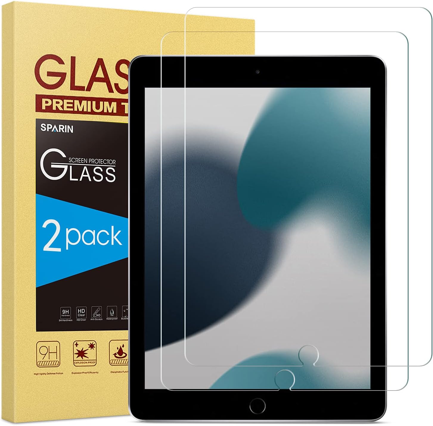 SPARIN [2 Pack Compatible with iPad Pro 10.5 2017/iPad Air 3 2019, Tempered Glass Screen Protector [Easy Install Tool] [Case Friendly] [No Lifting Edge ] [HD Clear]