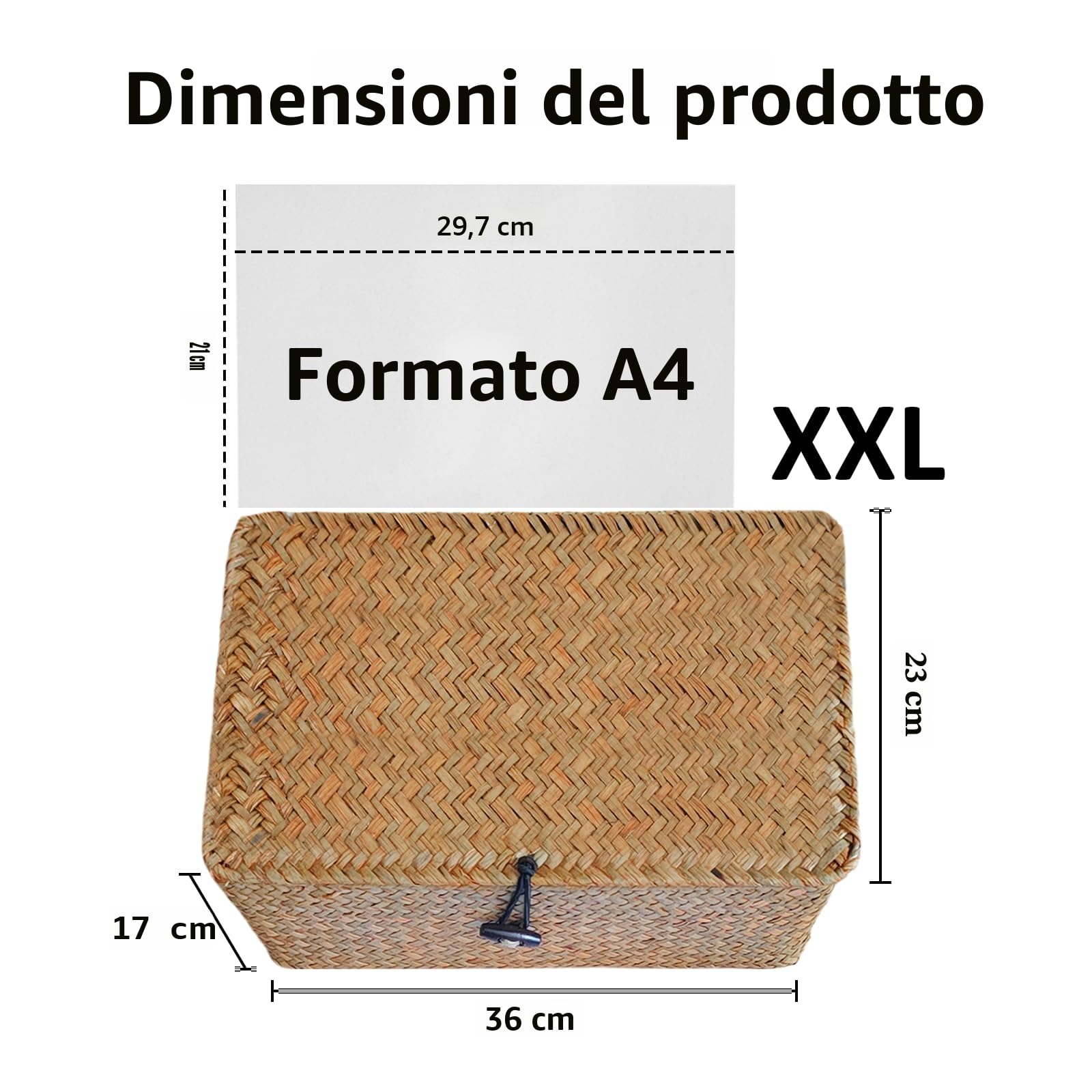 Esoes Cestino Portaoggetti in Vimini Scatola Portaoggetti in Rattan Intrecciato con Coperchi Cestini per Biancheria in Erba Marina Organizer per Trucco per Bagno, Soggiorno, Cucina