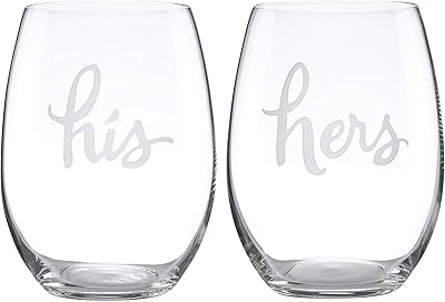 Kate Spade New York Par de taças de vinho Two Of A Kind sem haste para ele e para ela - transparente  