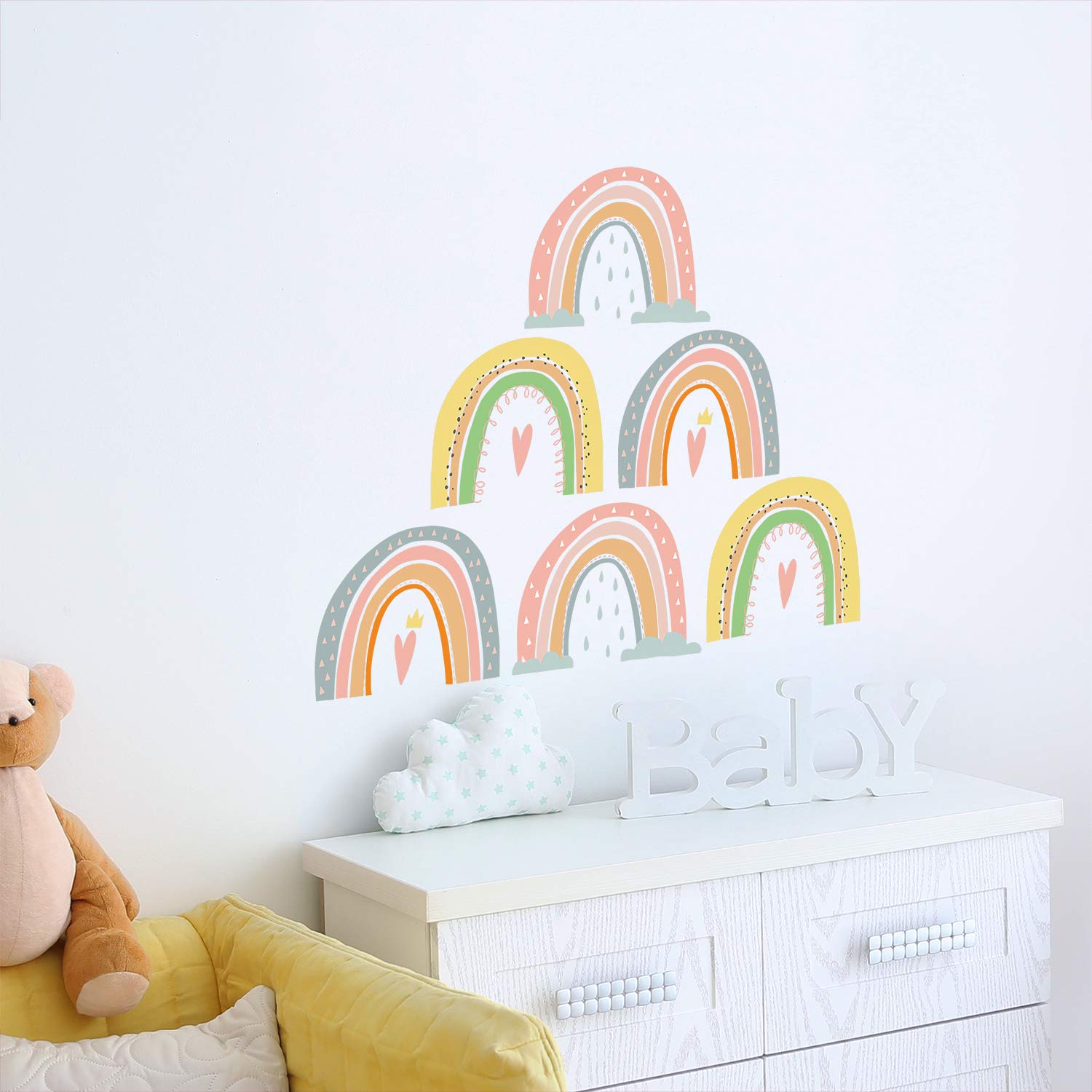 WALPLUS Scandinavian Wiggle Rainbow Wall Stickers for Kids Nursery Playroom, Bedroom Decor - Peel & Stick, Easy to Apply & Remove - Image 2