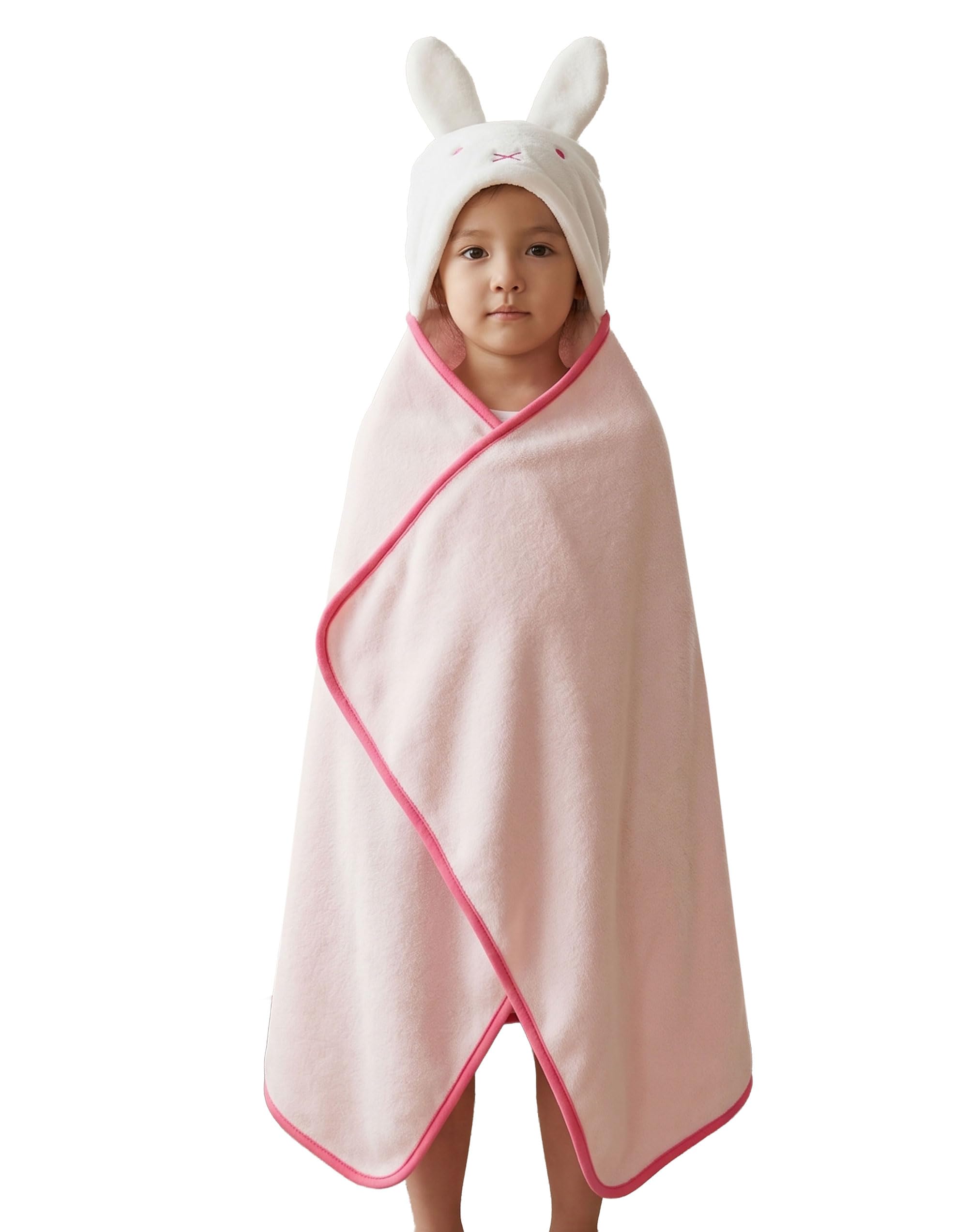 Vanilla Underground Pink Miffy Kids White Hooded Blanket | Poncho Fleece Wrap With 3D Bunny Ears | Character Hood Snuggle Blanket | Cosy Tv & Sofa Throw For Children | Miffy Merch