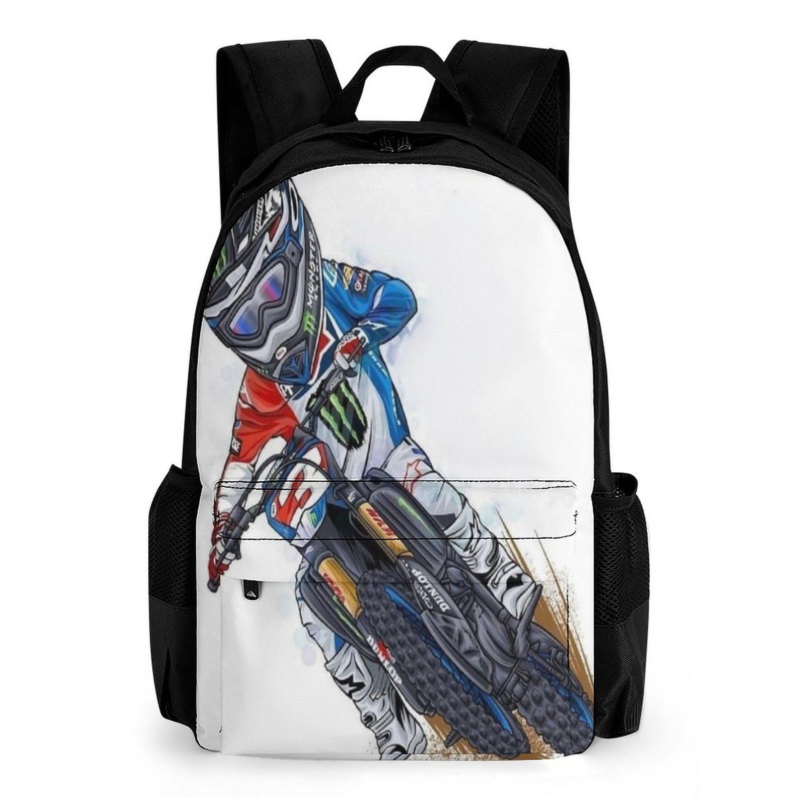 Tnfhsoft Unisex Kids Motocross Bike-1 Bookbags Boys And Girls Kids School Backpack Motocross Bike School Bag 3D Printed School Bag For Children's Elementary And Middle School Students 42X30.5cm