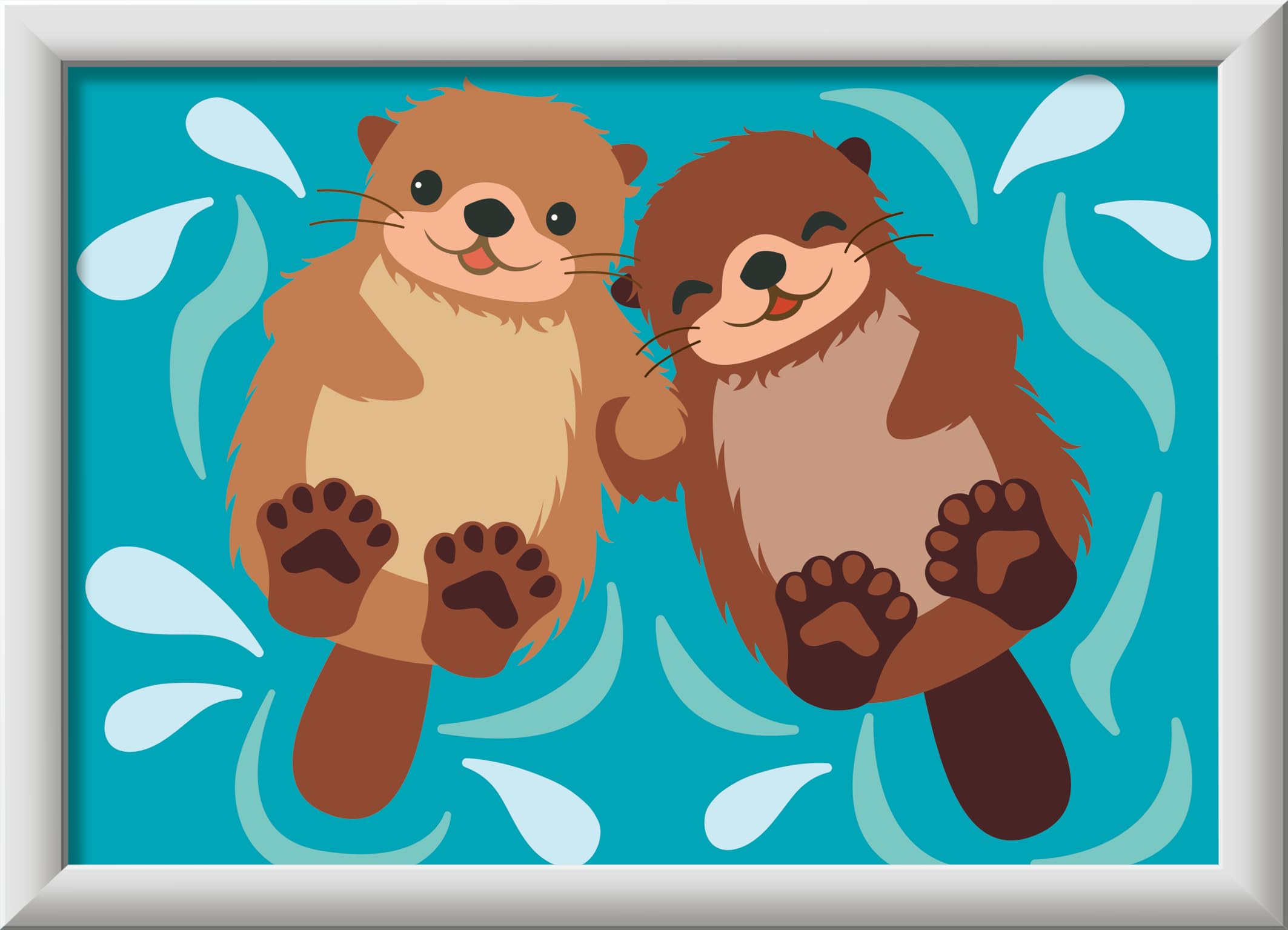 Ravensburger CreArt 12023125 - Verliebte Otter - Malen nach Zahlen für Kinder ab 7 Jahren, Malset mit Rahmen, Pinsel, Acrylfarben, Geschenk für Mädchen und Jungen