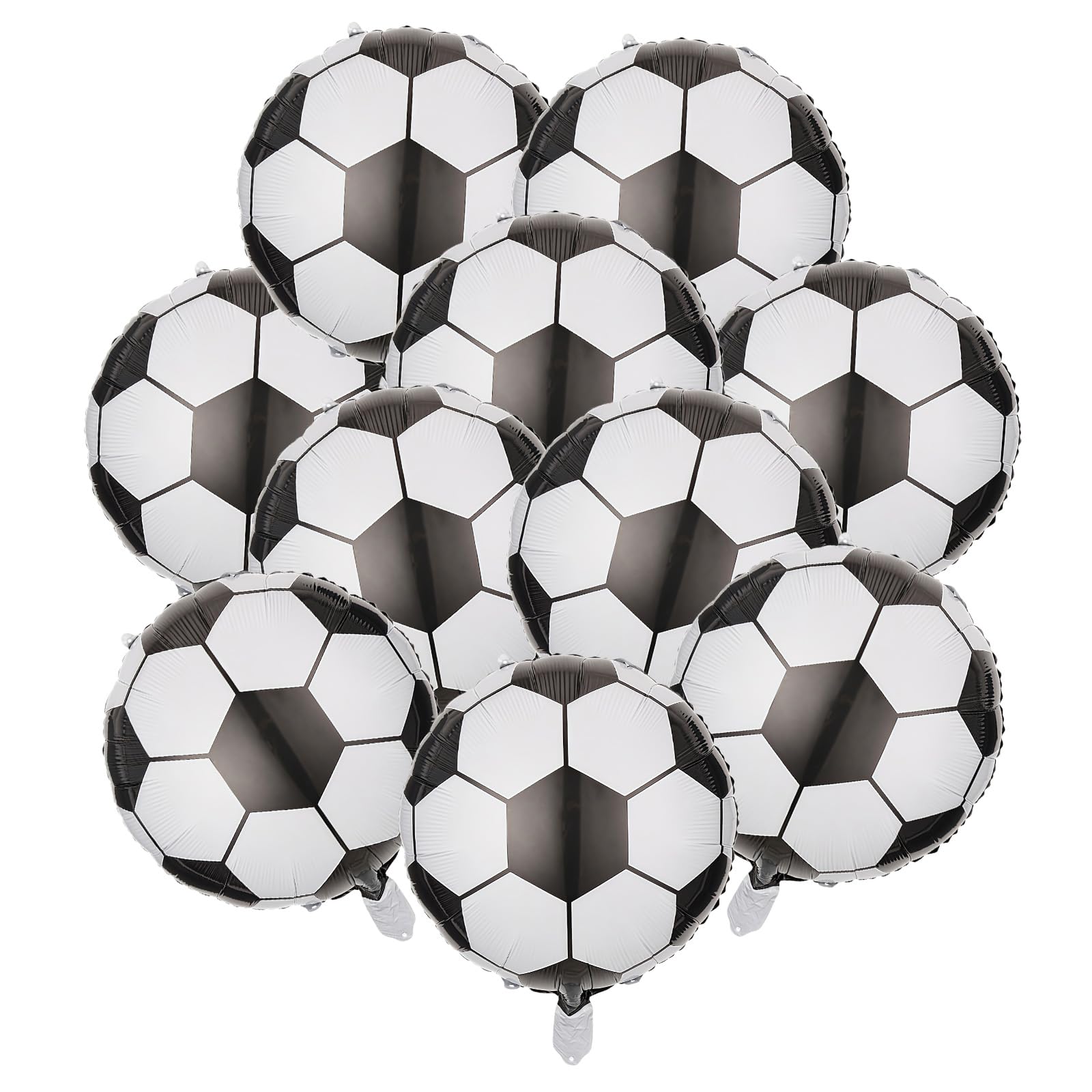 10 Pack 18Inch Soccer Foil Balloons Black And White Football Shape Mylar Balloons Decorations for Soccer Fans Sport Game Theme Birthday Party Decorations Supplies Soccer Themed Celebration Decorations