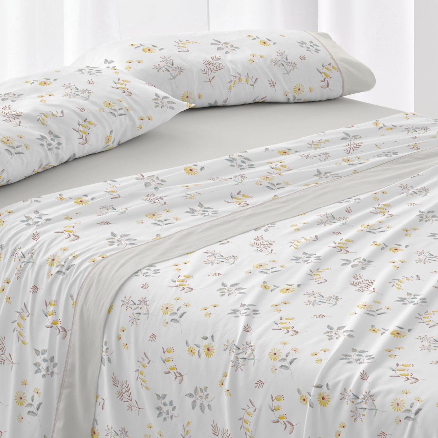 Burrito Blanco | Cotton Bedding Set | Bed 150 to 160 cm (+Available Measurements) | Design 634 | Beige (150-160x190/200 cm.)